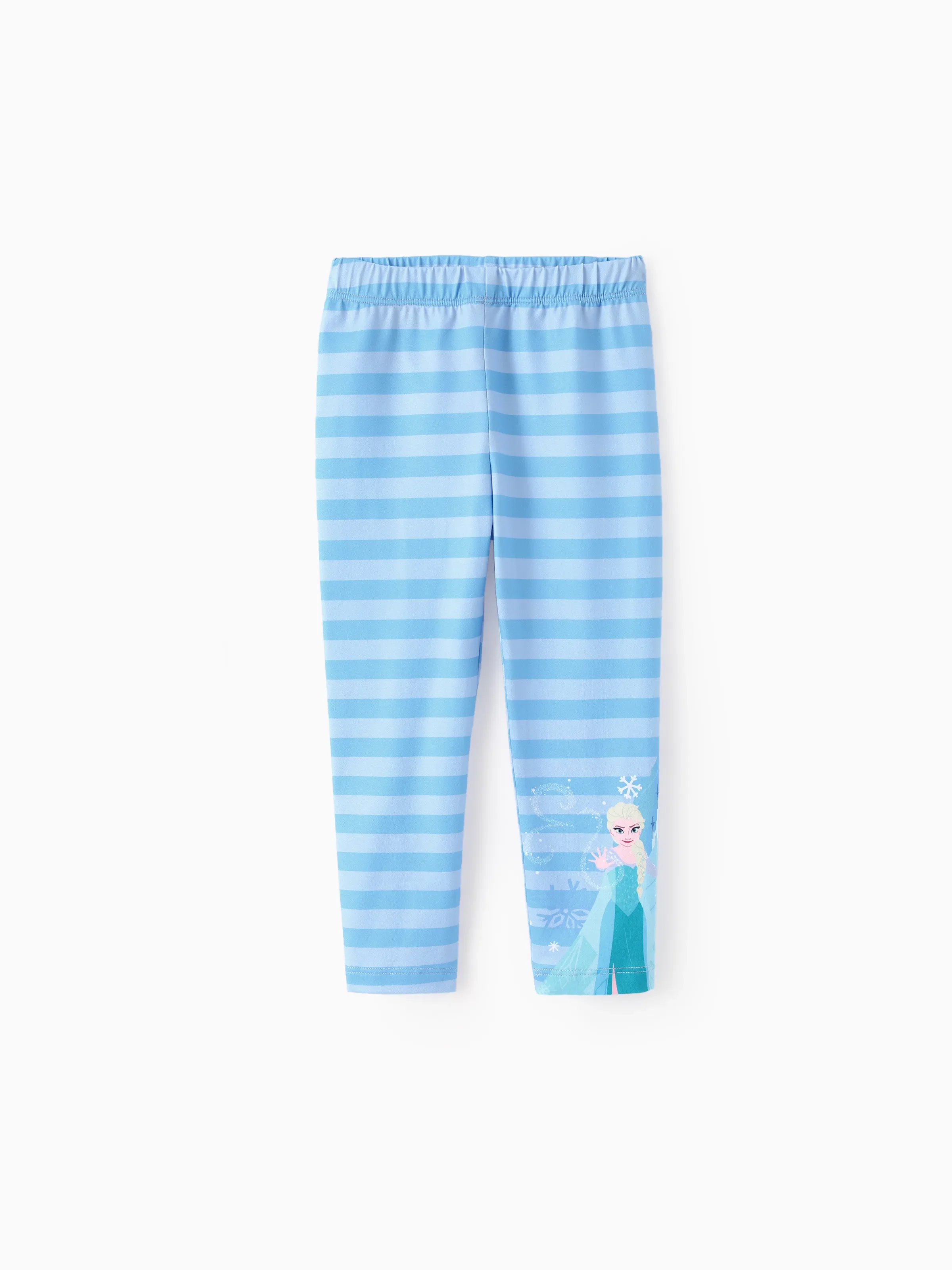 Disney Frozen Toddler Girl Elsa 2pcs Stripe Ruffle Top and Leggings Set Blue - Image 7