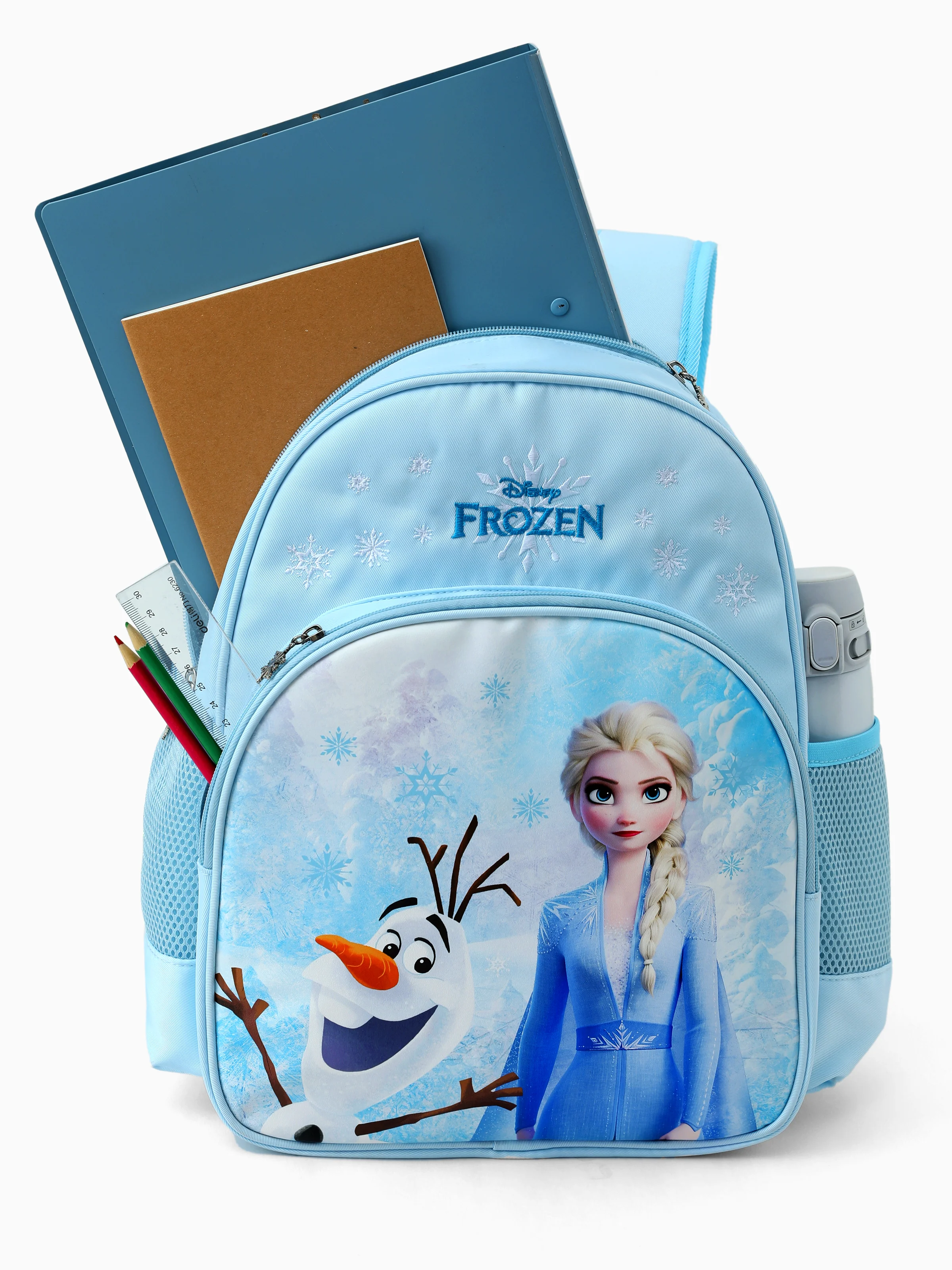 Disney Frozen Toddler Girl Elsa and Olaf Backpack with Chest Strap & Bottle Pockets Blue - Image 10