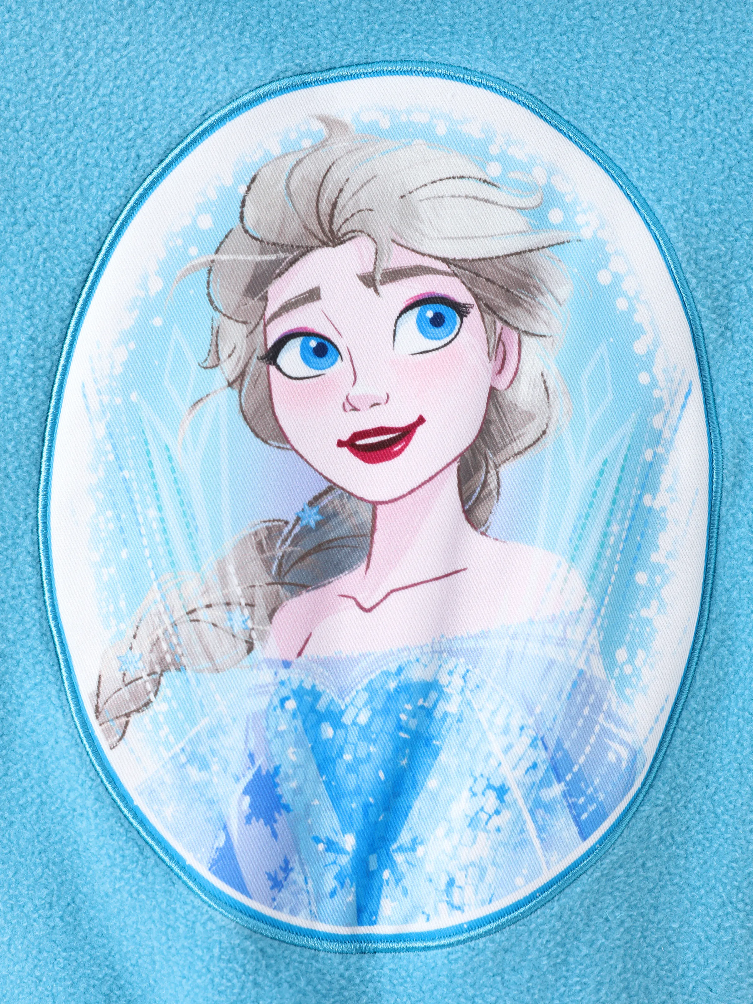 Disney Frozen Toddler Girl Elsa Character Print Colorblock Bomber Jacket Light Blue - Image 3