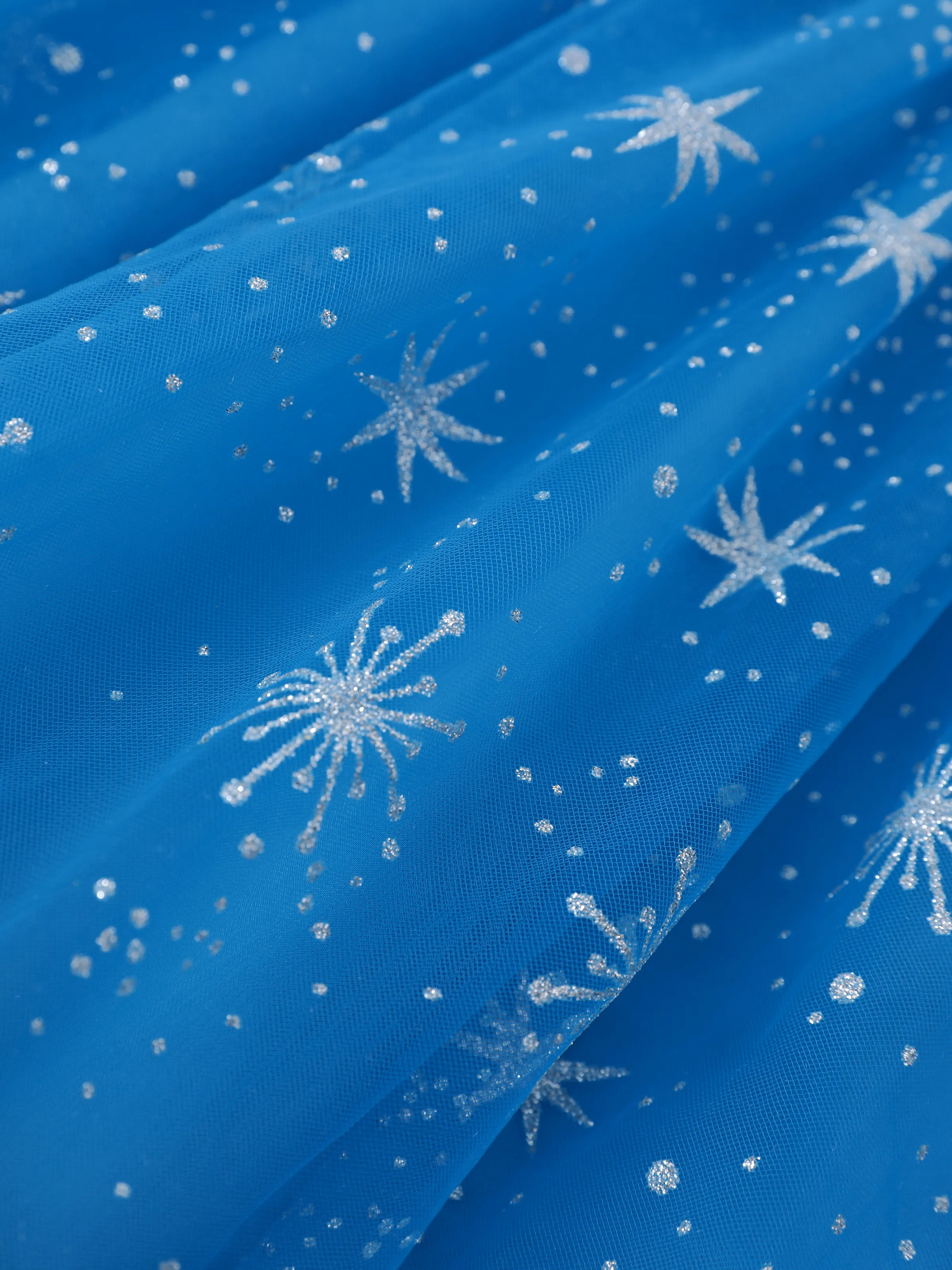 Disney Frozen Toddler Girl Elsa Flutter-sleeve Velvet Mesh Spliced Dress Blue - Image 8