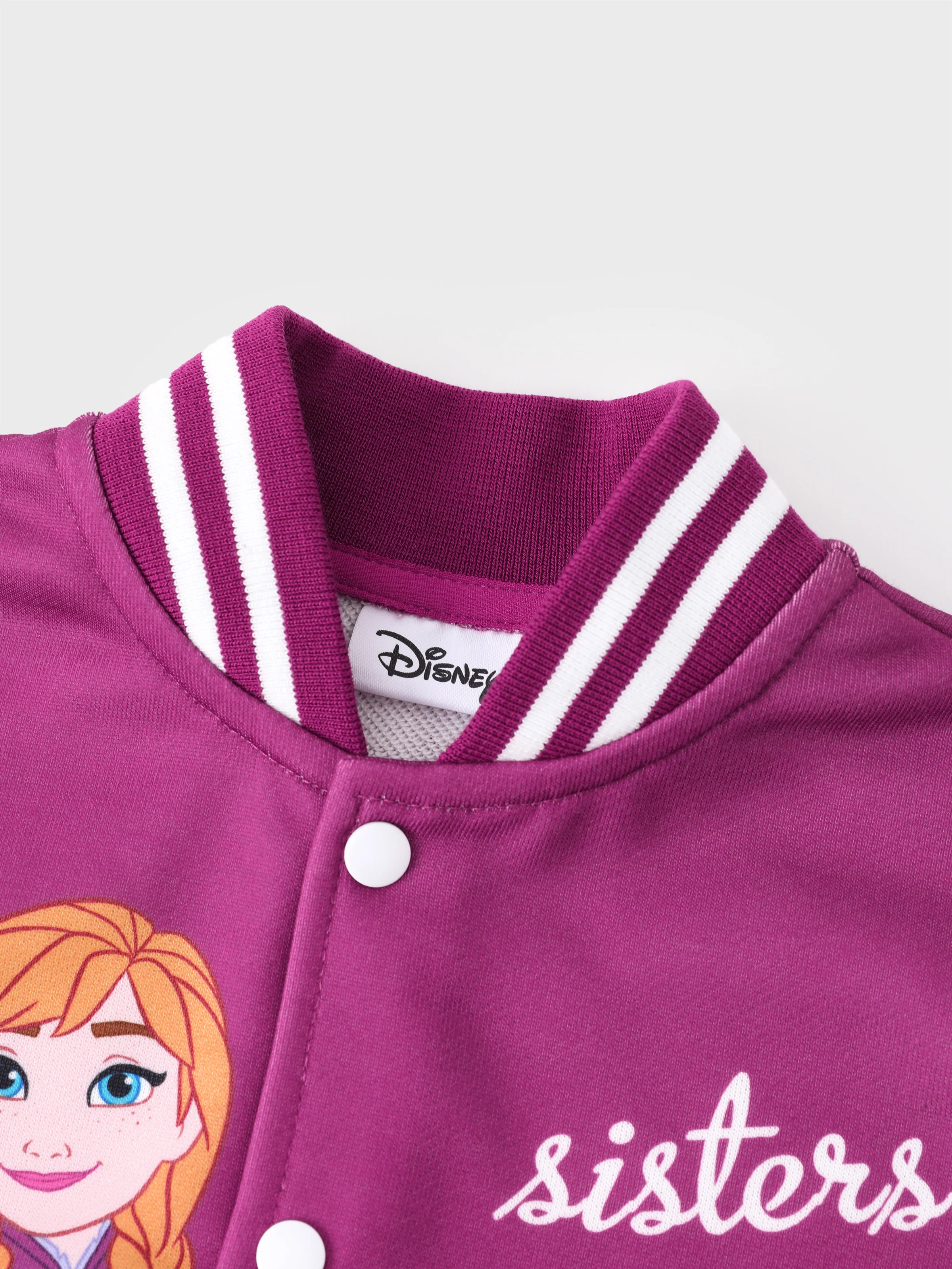Disney Frozen Toddler Girl Elsa & Anna Snap Button Closure Colorblock Jacket Deep Magenta - Image 3