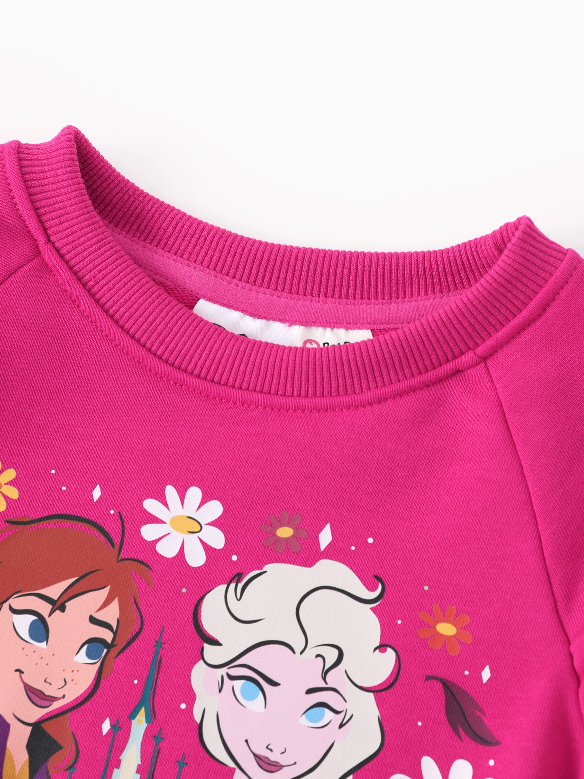 Disney Frozen Toddler Girl Elsa/Anna Ruffled Knit Fabric Top and Pants Set Hot Pink - Image 5