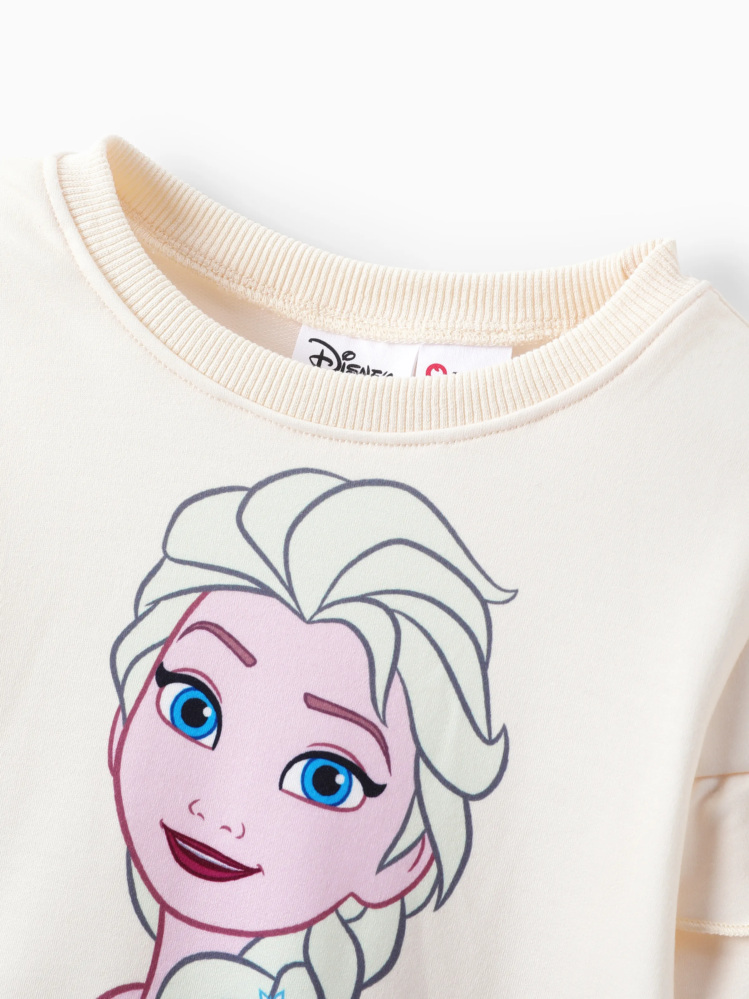 Disney Frozen Toddler Girl Elsa 2pcs Floral Flutter-sleeve Sweatshirt with Leggings Set Apricot - Image 4
