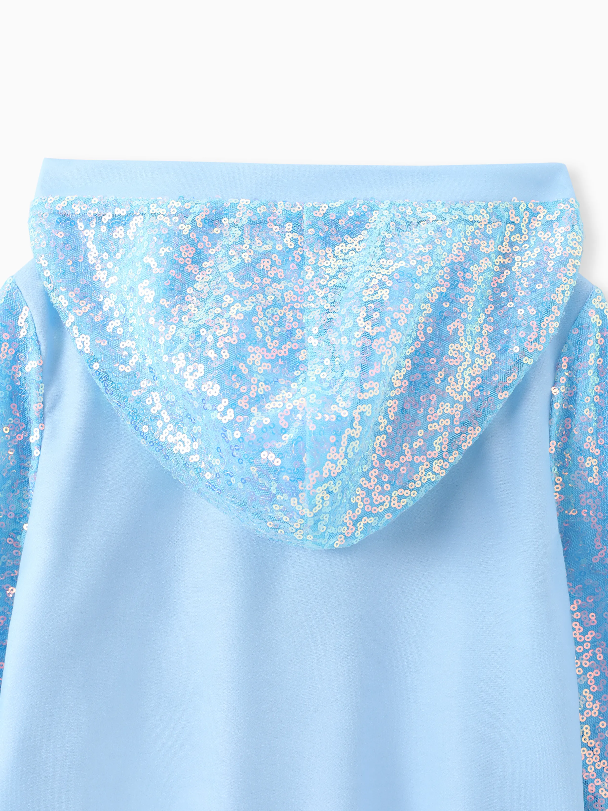 Disney Frozen Toddler Girl Elsa Sequin Hooded Bomber Jacket Blue - Image 4