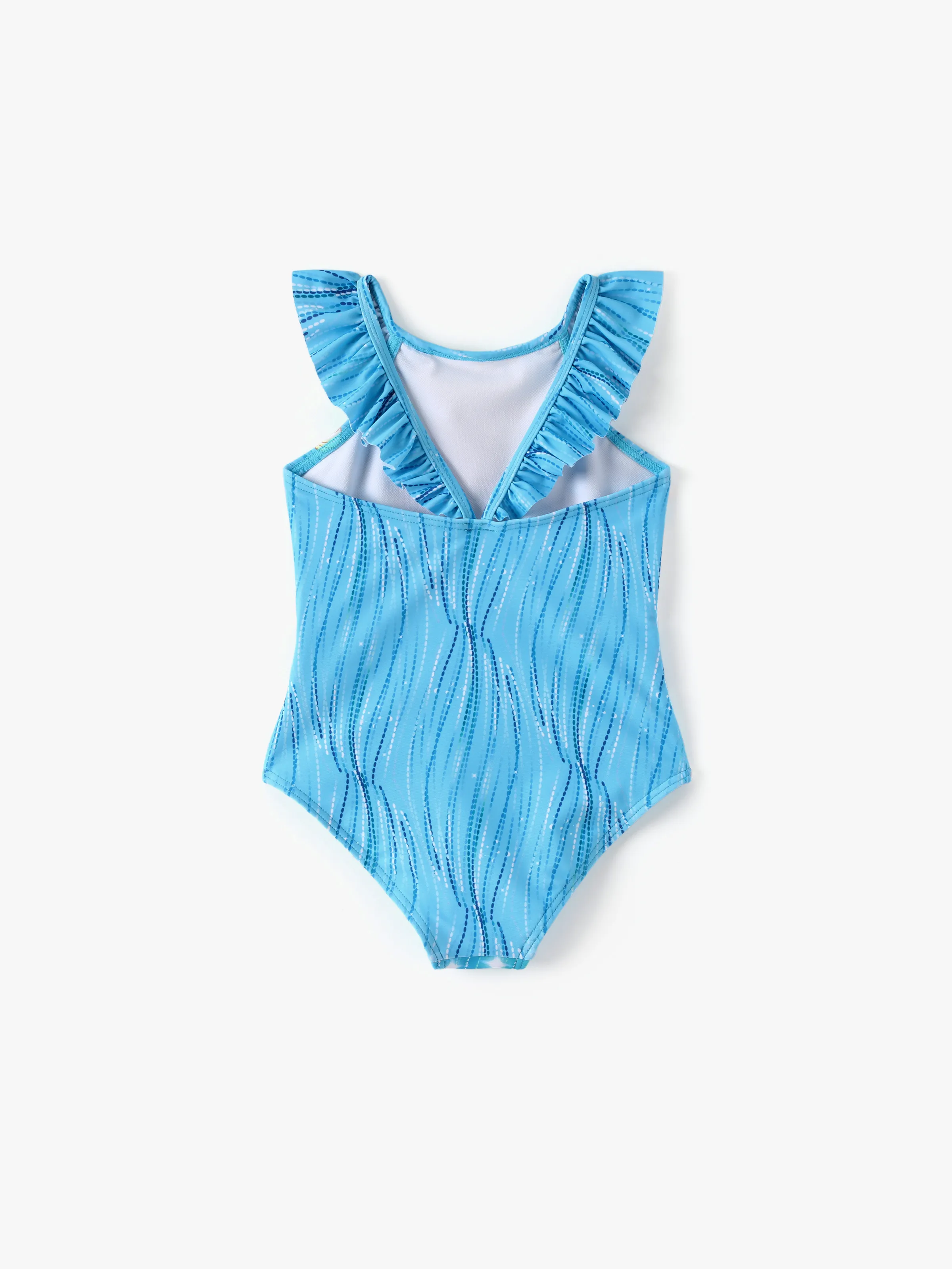 Disney Frozen Toddler/Kid Girl Elsa UPF50+ Ruffled Straps Swimsuit Blue - Image 3