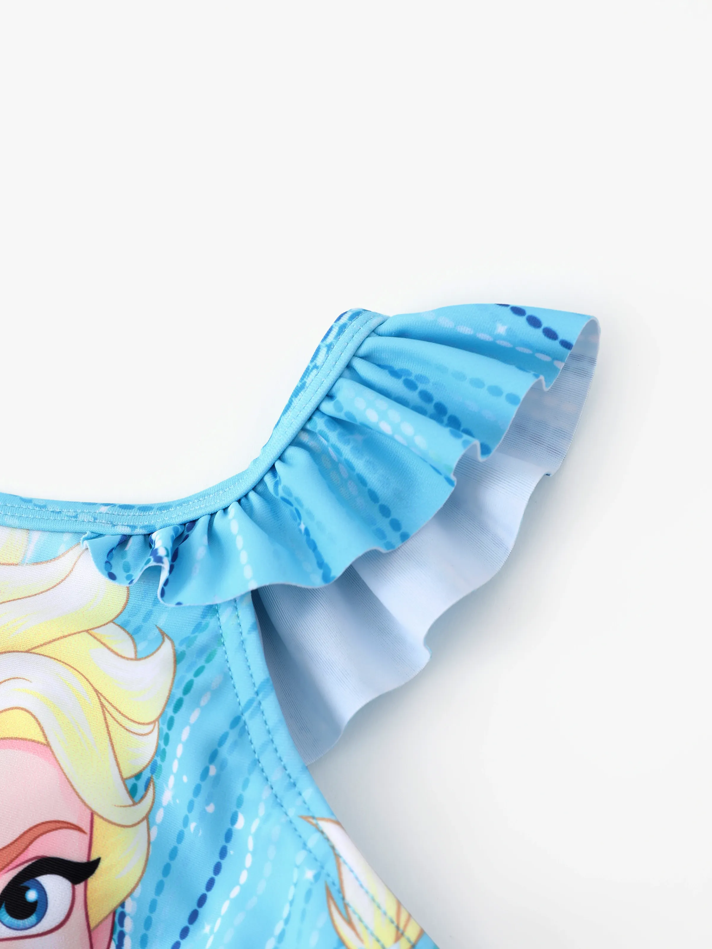 Disney Frozen Toddler/Kid Girl Elsa UPF50+ Ruffled Straps Swimsuit Blue - Image 4