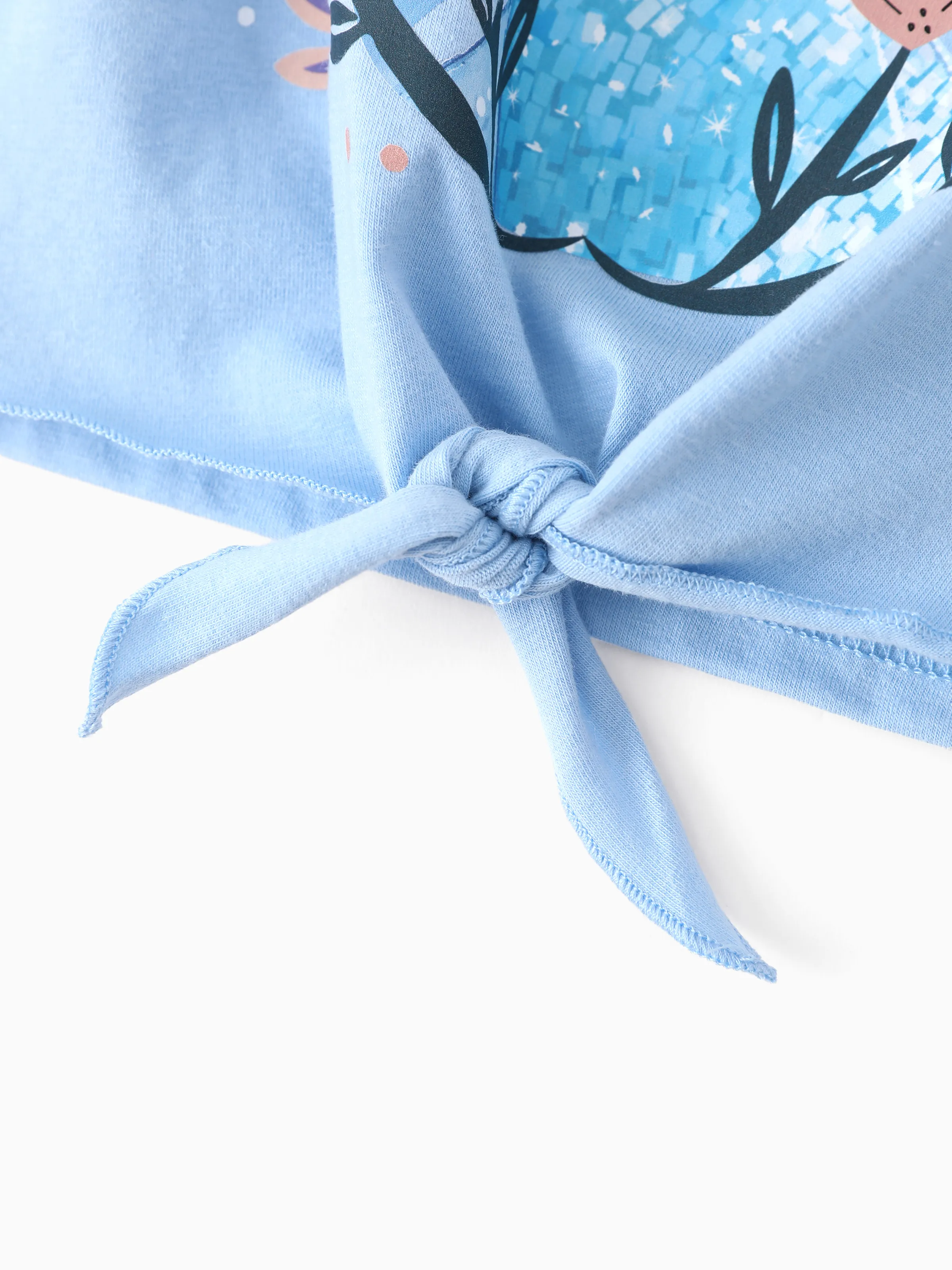 Disney Frozen Toddler/Kids Girl 2pcs Elsa Chic Hem Cotton Long-sleeve Top and Floral Printed Flare Pants Set Blue - Image 9