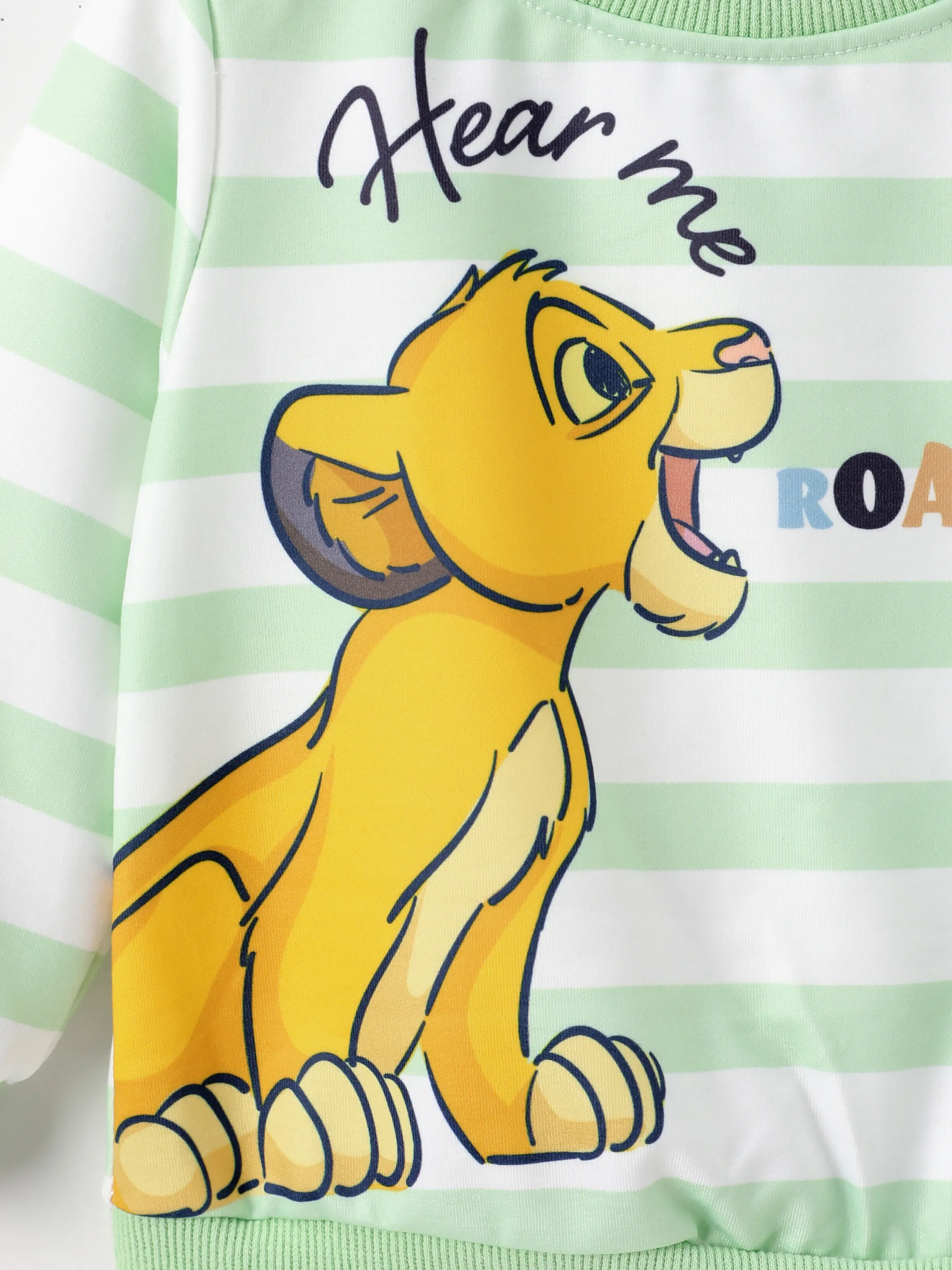 Disney Lion King Baby/Toddler Boy 2pcs Simba Pattern Striped Sweatshirt And Pants Set Light Green - Image 8