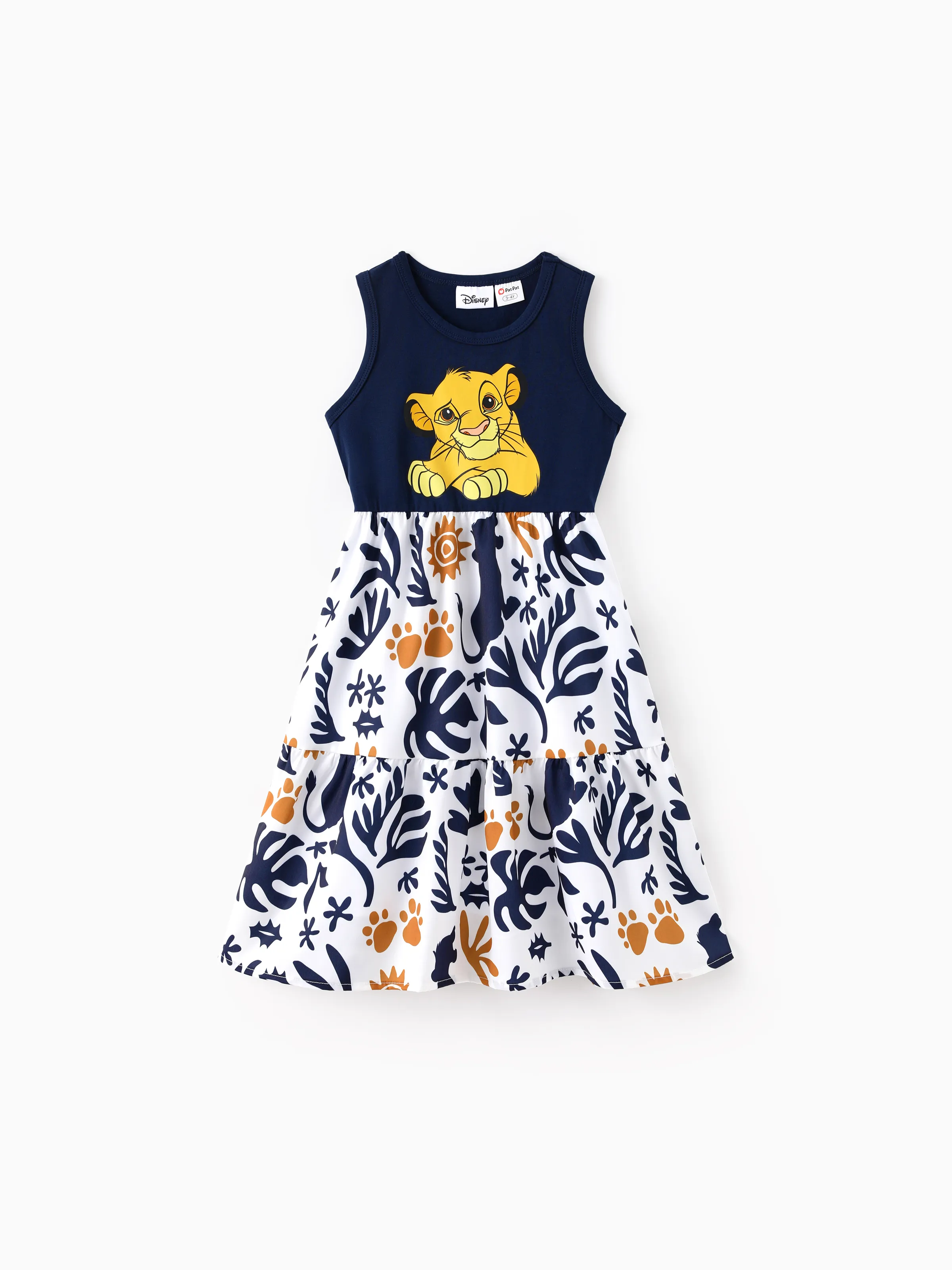 Disney Lion King Daddy & Daughter Simba Palm Leaf Pattern Colorblock Dress/Top/Romper Dark Blue - Image 8