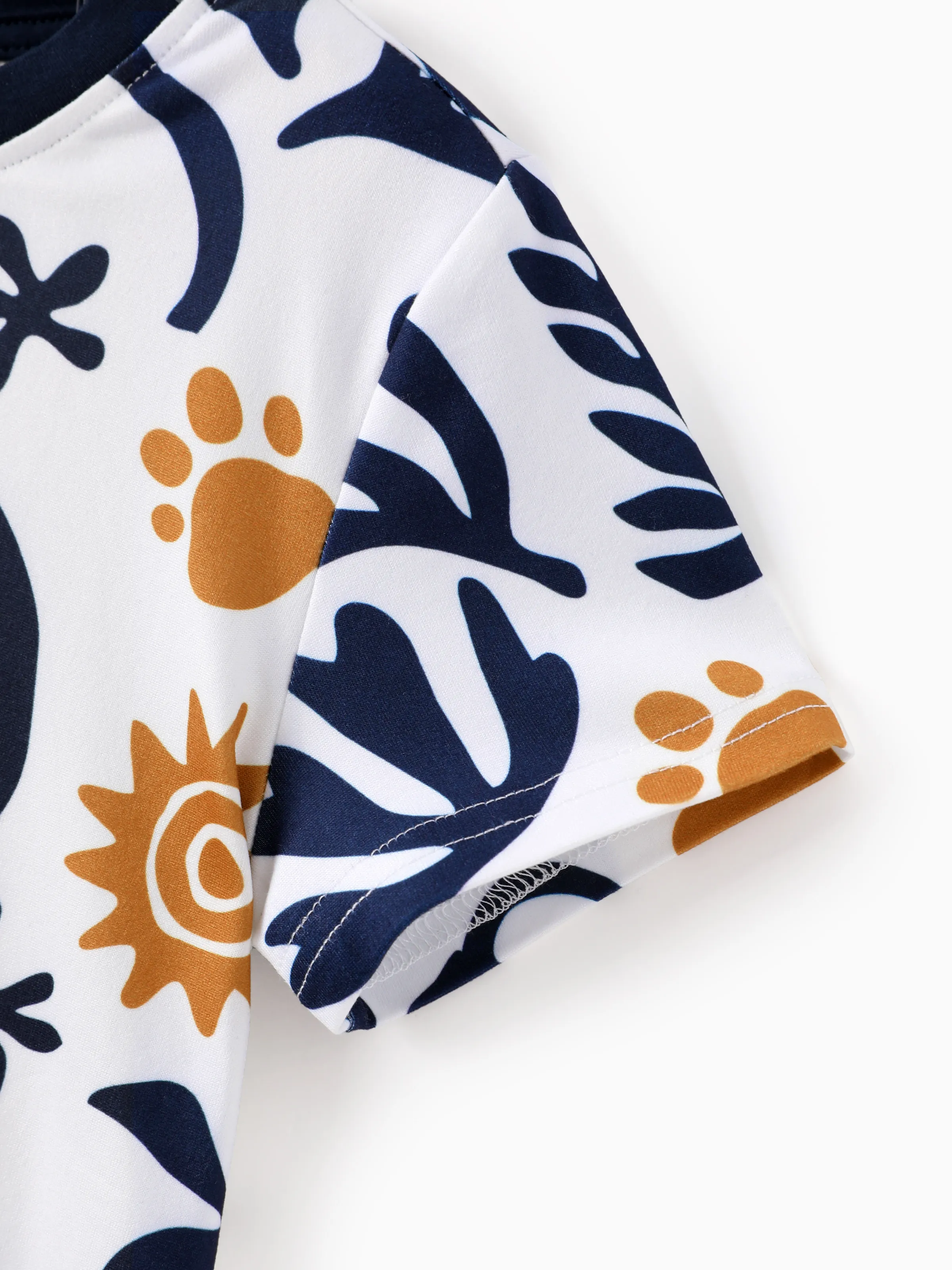 Disney Lion King Daddy & Son Simba Palm Leaf Pattern Colorblock Top Dark Blue - Image 11