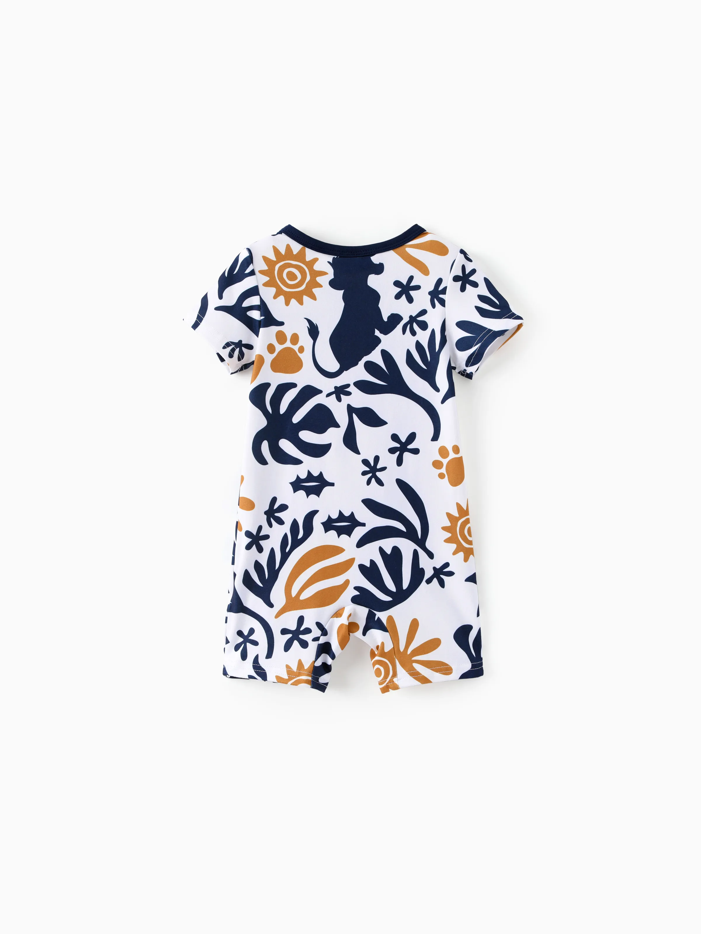 Disney Lion King Daddy & Son Simba Palm Leaf Pattern Colorblock Top Dark Blue - Image 13