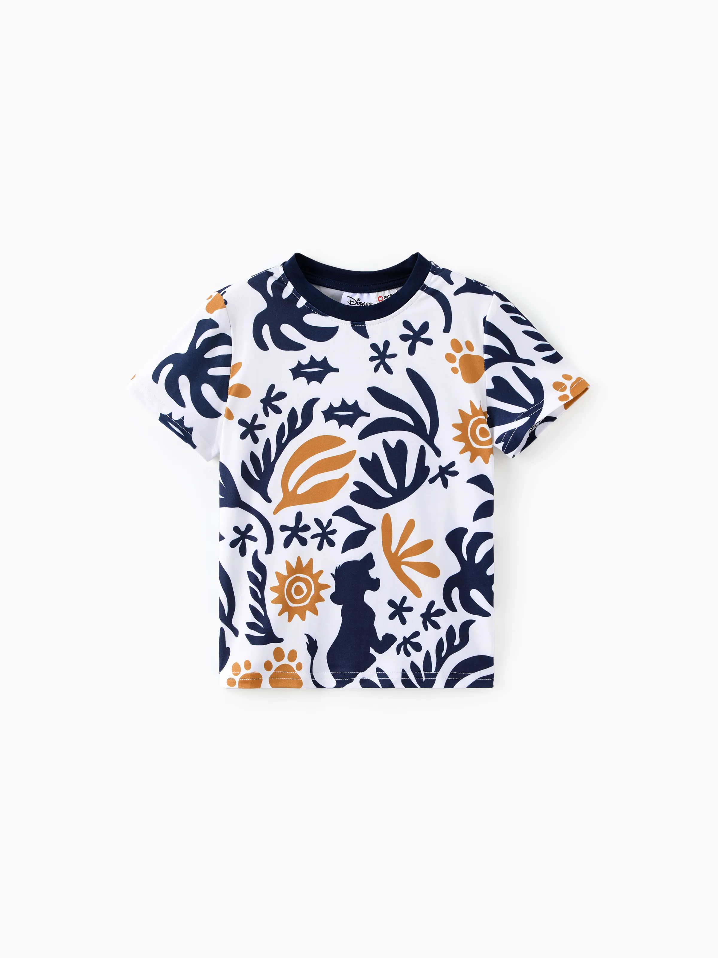 Disney Lion King Daddy & Son Simba Palm Leaf Pattern Colorblock Top Dark Blue - Image 8