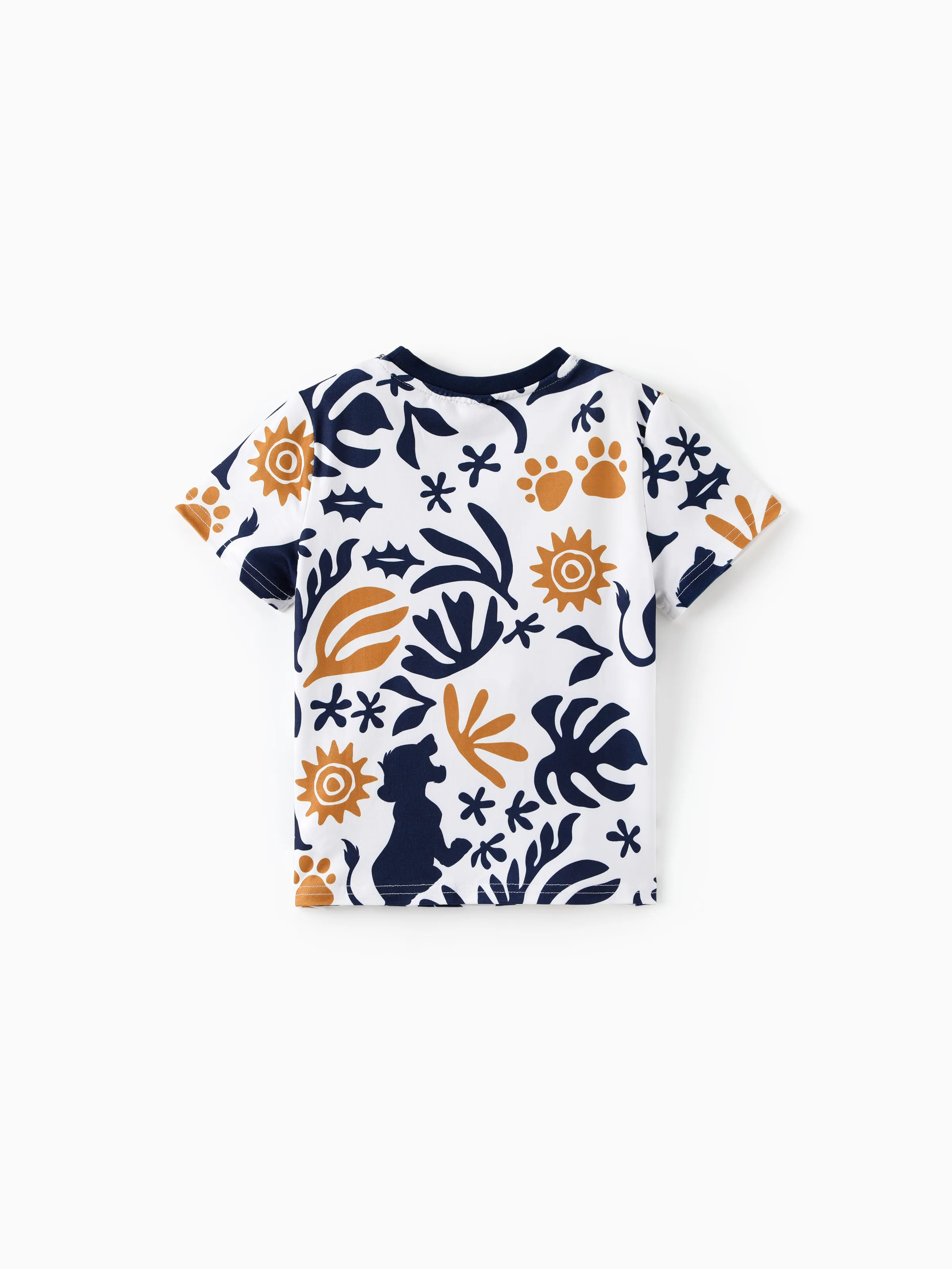 Disney Lion King Daddy & Son Simba Palm Leaf Pattern Colorblock Top Dark Blue - Image 9