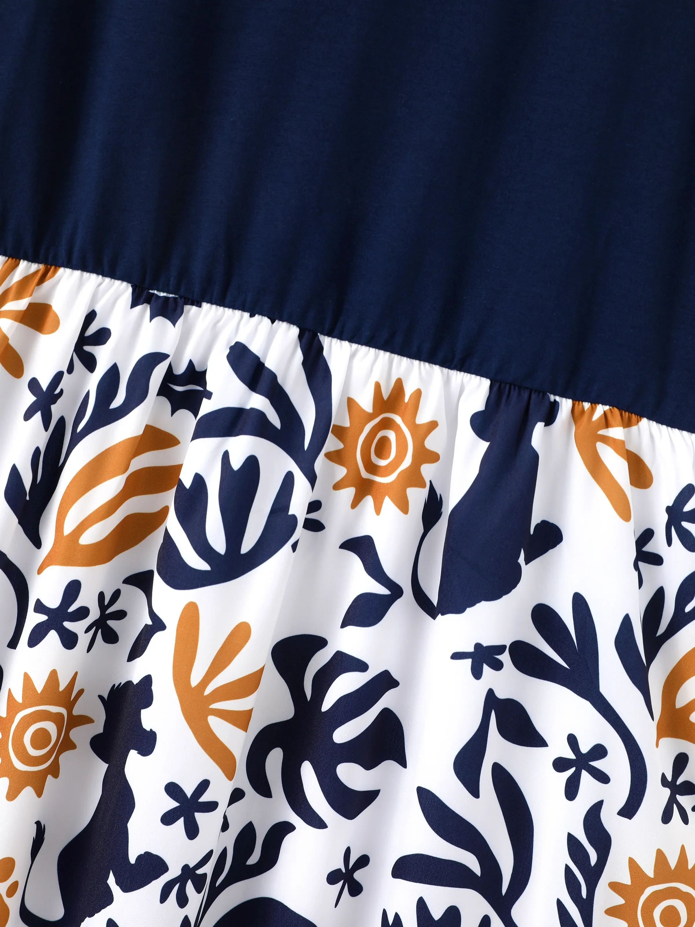 Disney Lion King Family Matching Simba Palm Leaf Pattern Colorblock Dress/Top/Romper Dark Blue - Image 6