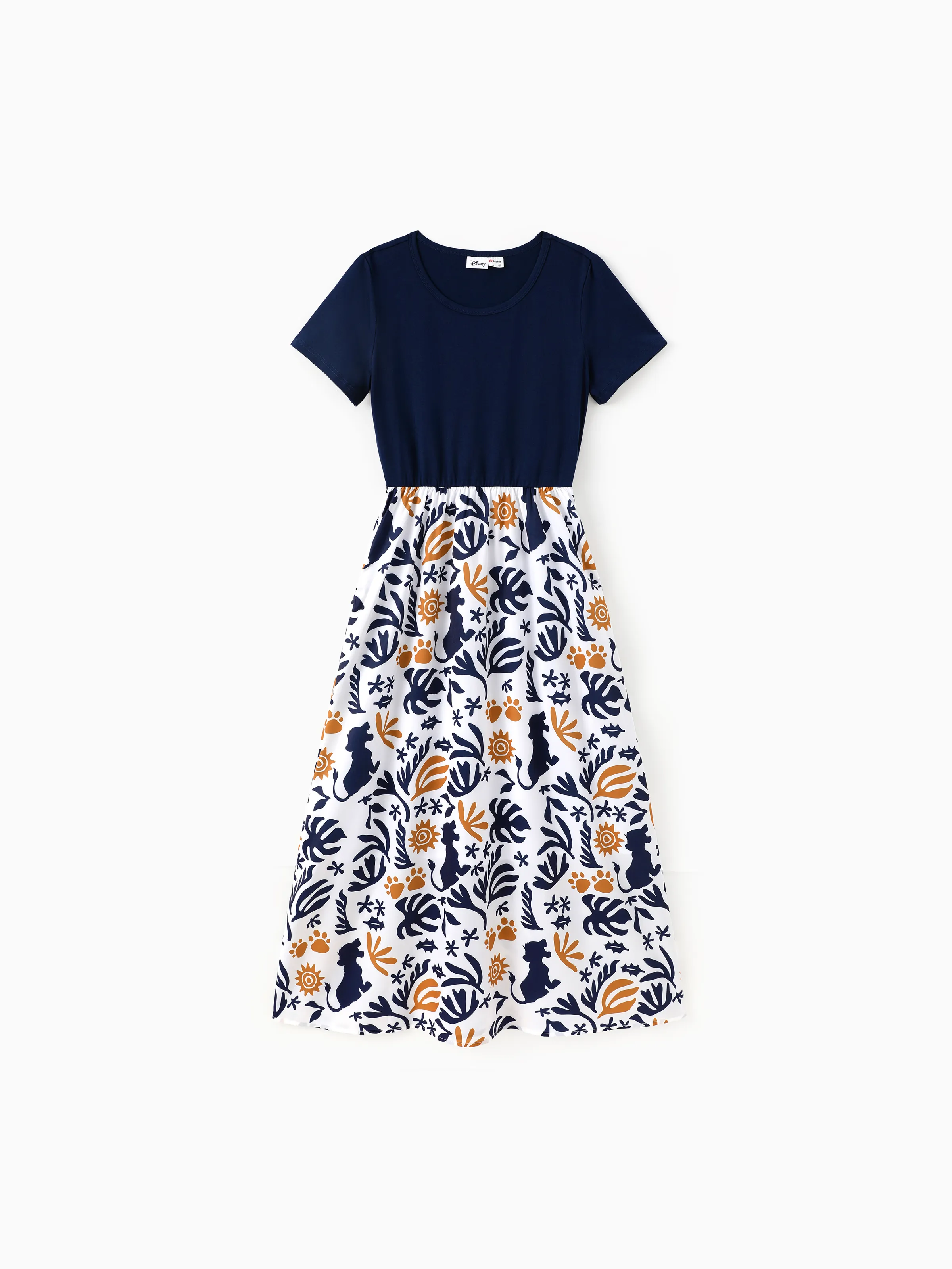 Disney Lion King Mommy & me Simba Palm Leaf Pattern Colorblock Dress/Romper Dark Blue - Image 3