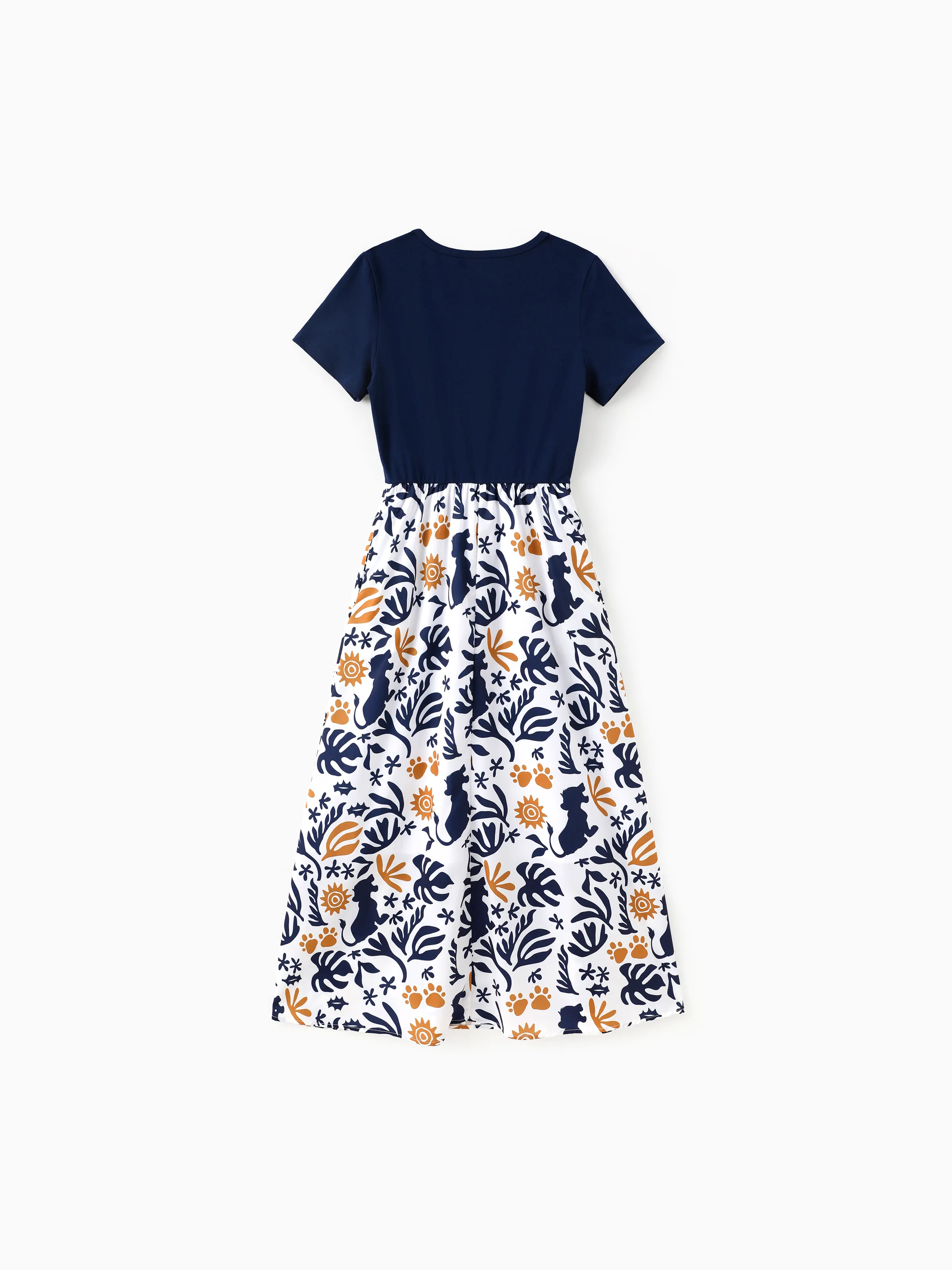 Disney Lion King Mommy & me Simba Palm Leaf Pattern Colorblock Dress/Romper Dark Blue - Image 4