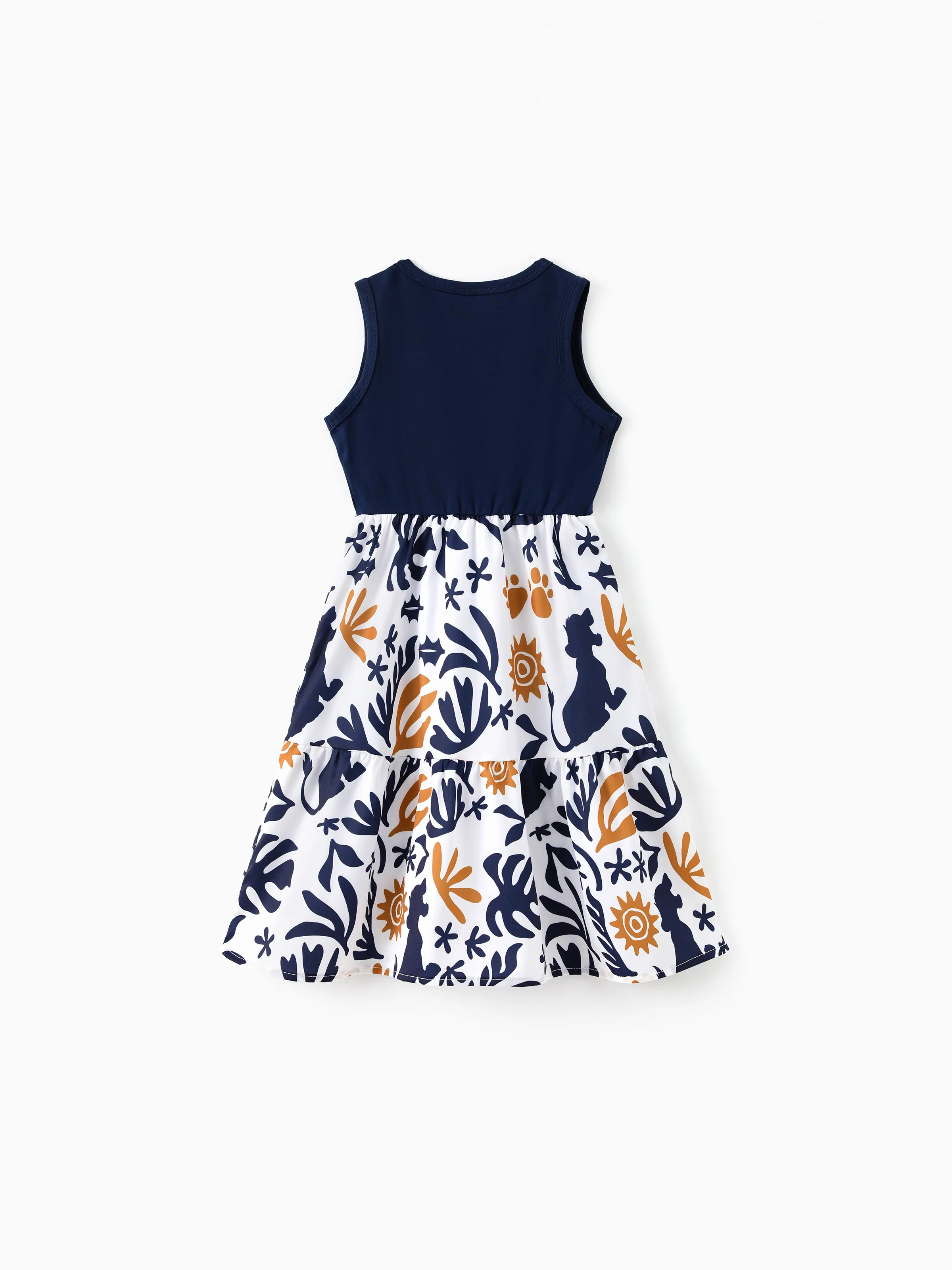 Disney Lion King Mommy & me Simba Palm Leaf Pattern Colorblock Dress/Romper Dark Blue - Image 9