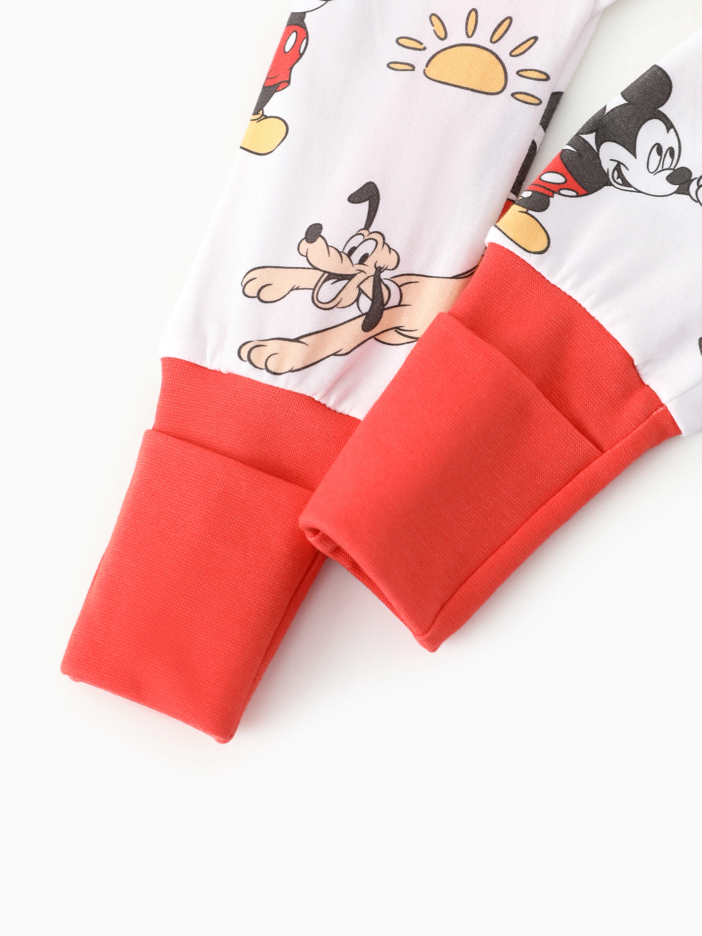 Disney Mickey and Friends Baby Boy Organic Cotton Colorblock Ribbed Cuffs Jumpsuit Pink Red - Image 7