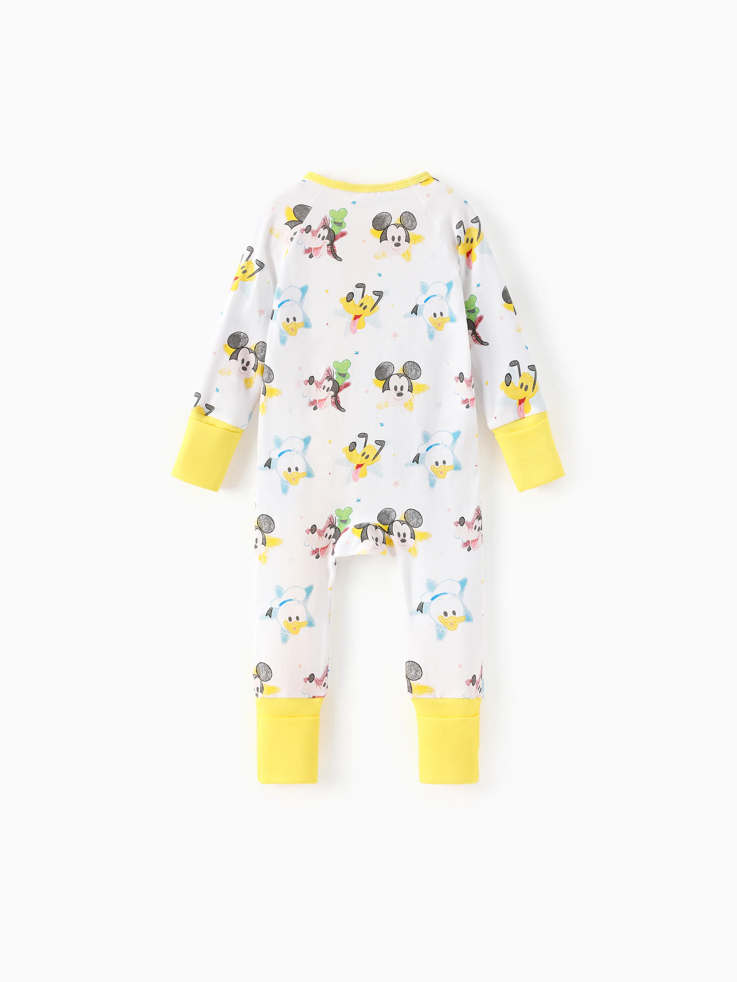 Disney Mickey and Friends Baby Boy/Girl Organic Cotton Ribbed Cuffs Jumpsuit White - Image 3