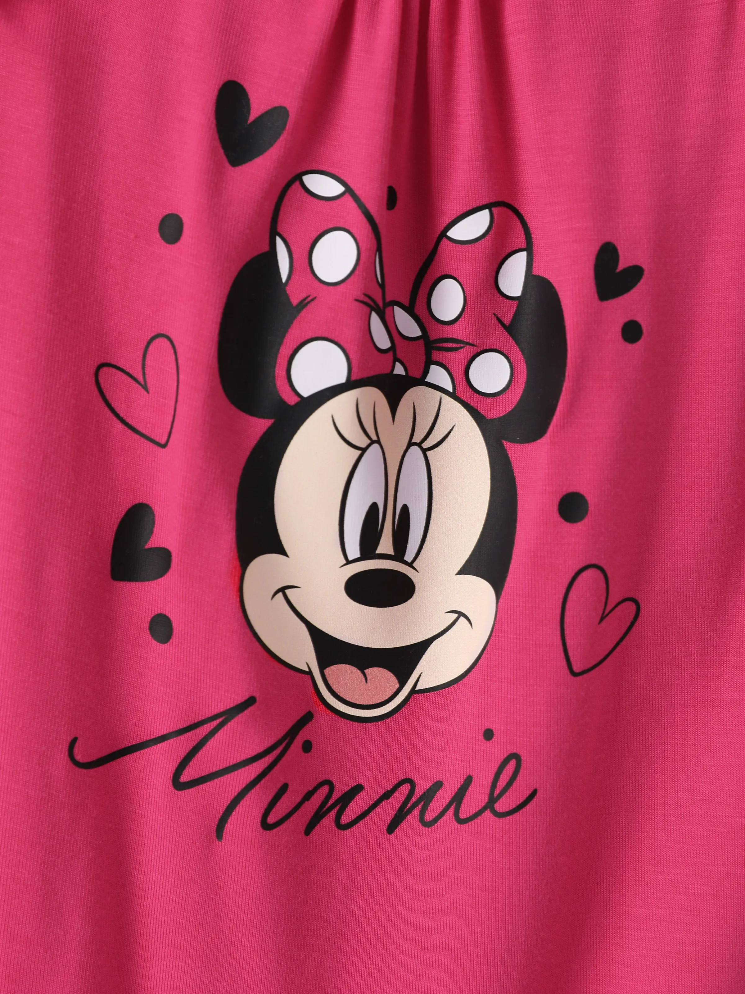 Disney Mickey and Friends Baby Girl 2pcs Minnie Bamboo Ruffled Allover Print Romper Hot Pink - Image 15