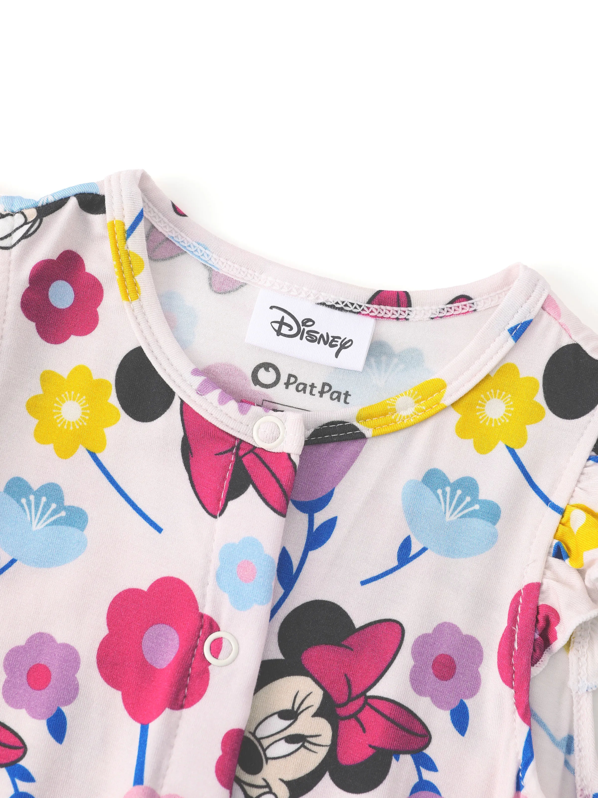 Disney Mickey and Friends Baby Girl 2pcs Minnie Bamboo Ruffled Allover Print Romper Hot Pink - Image 5
