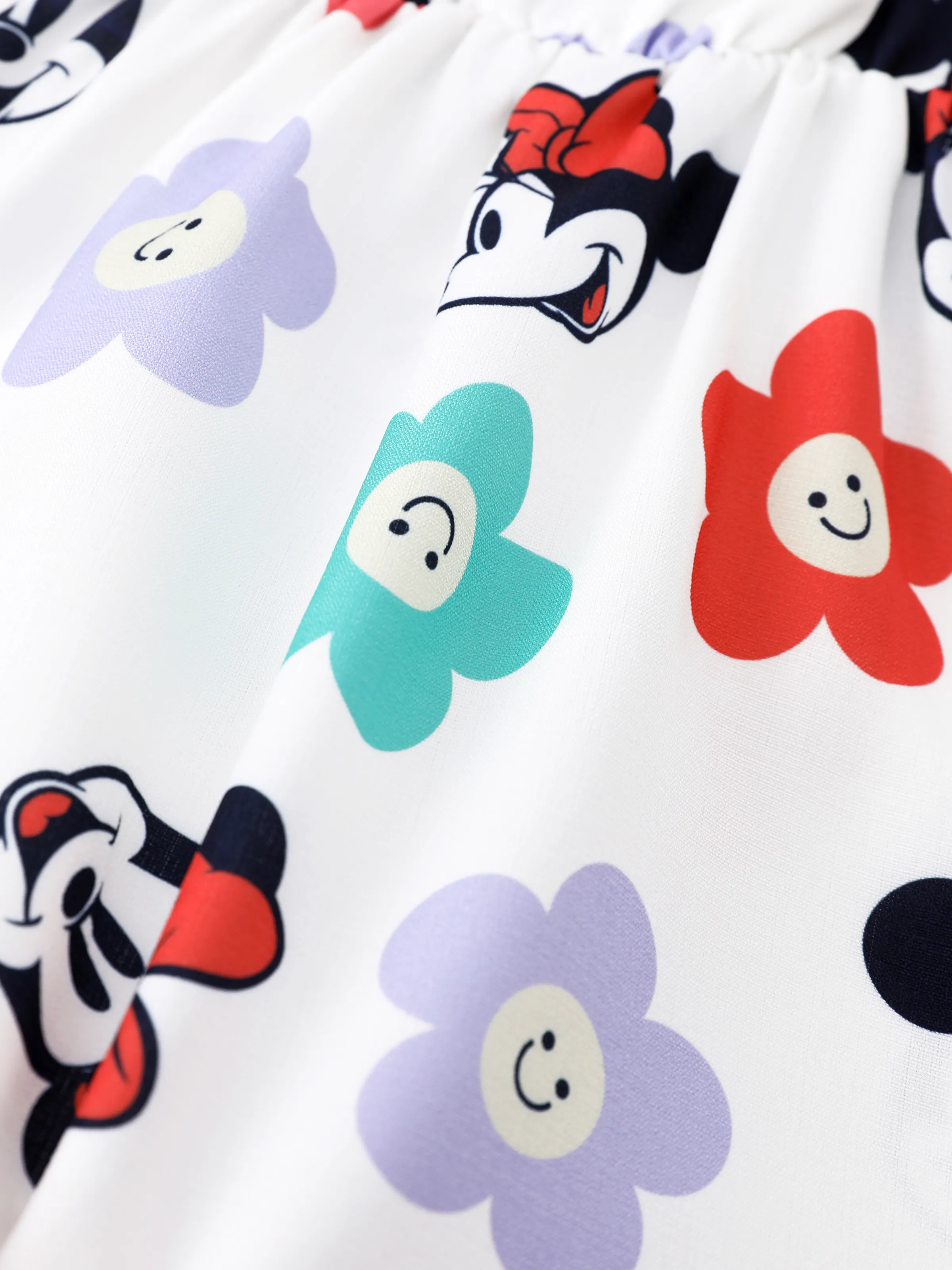 Disney Mickey and Friends Baby Girl Floral Minnie Print Bowknot Dress White - Image 2
