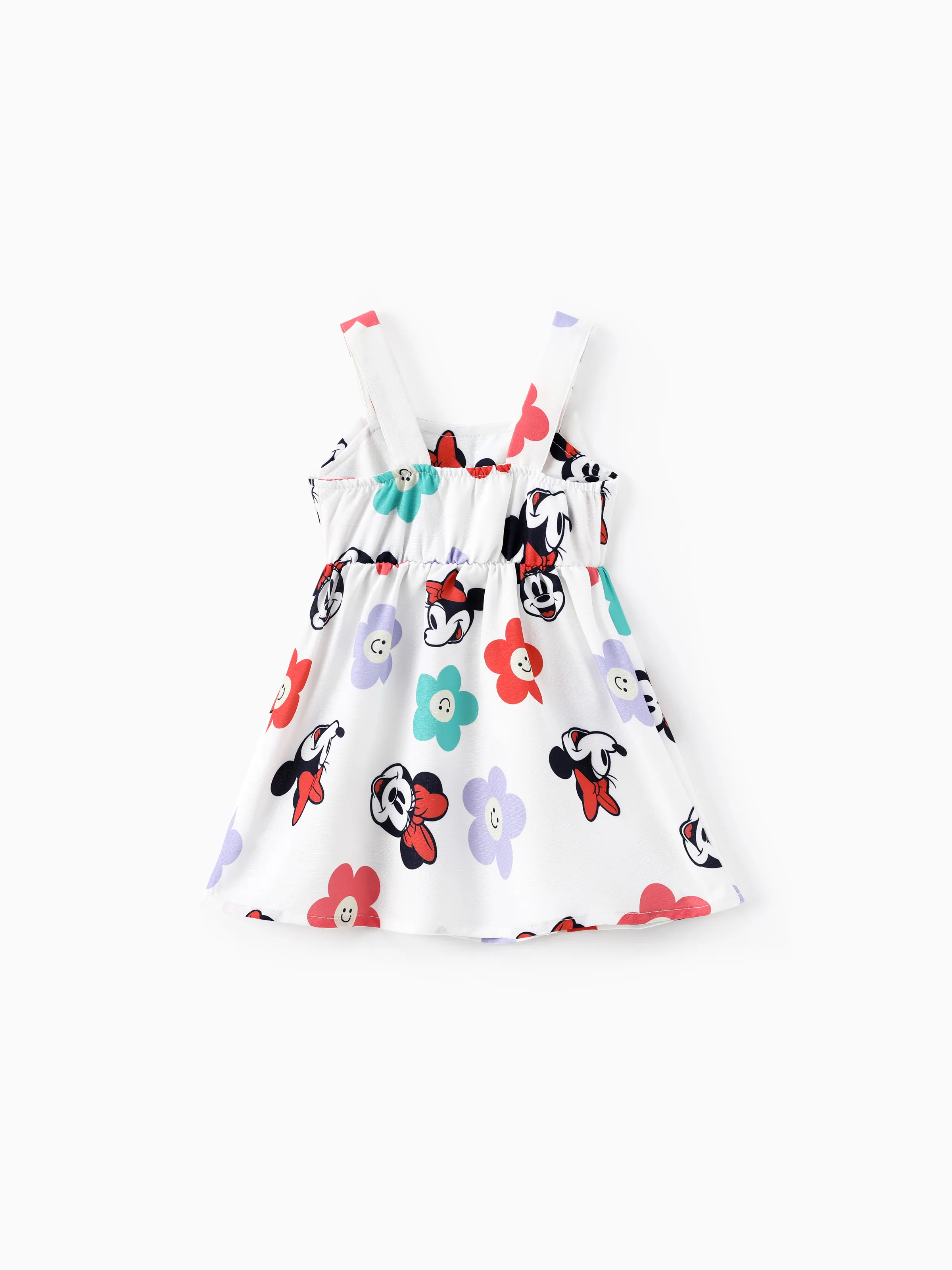 Disney Mickey and Friends Baby Girl Floral Minnie Print Bowknot Dress White - Image 3