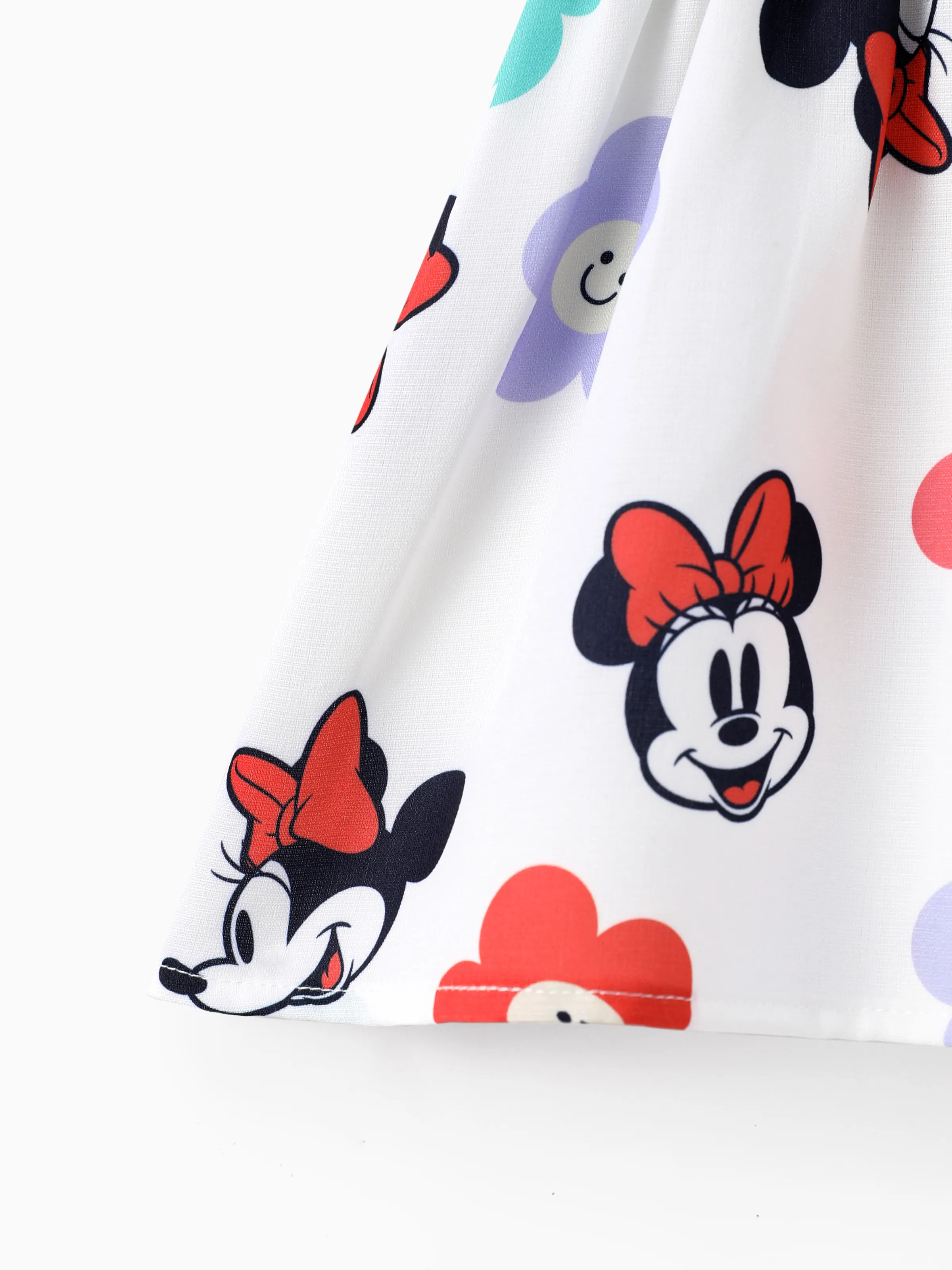 Disney Mickey and Friends Baby Girl Floral Minnie Print Bowknot Dress White - Image 4