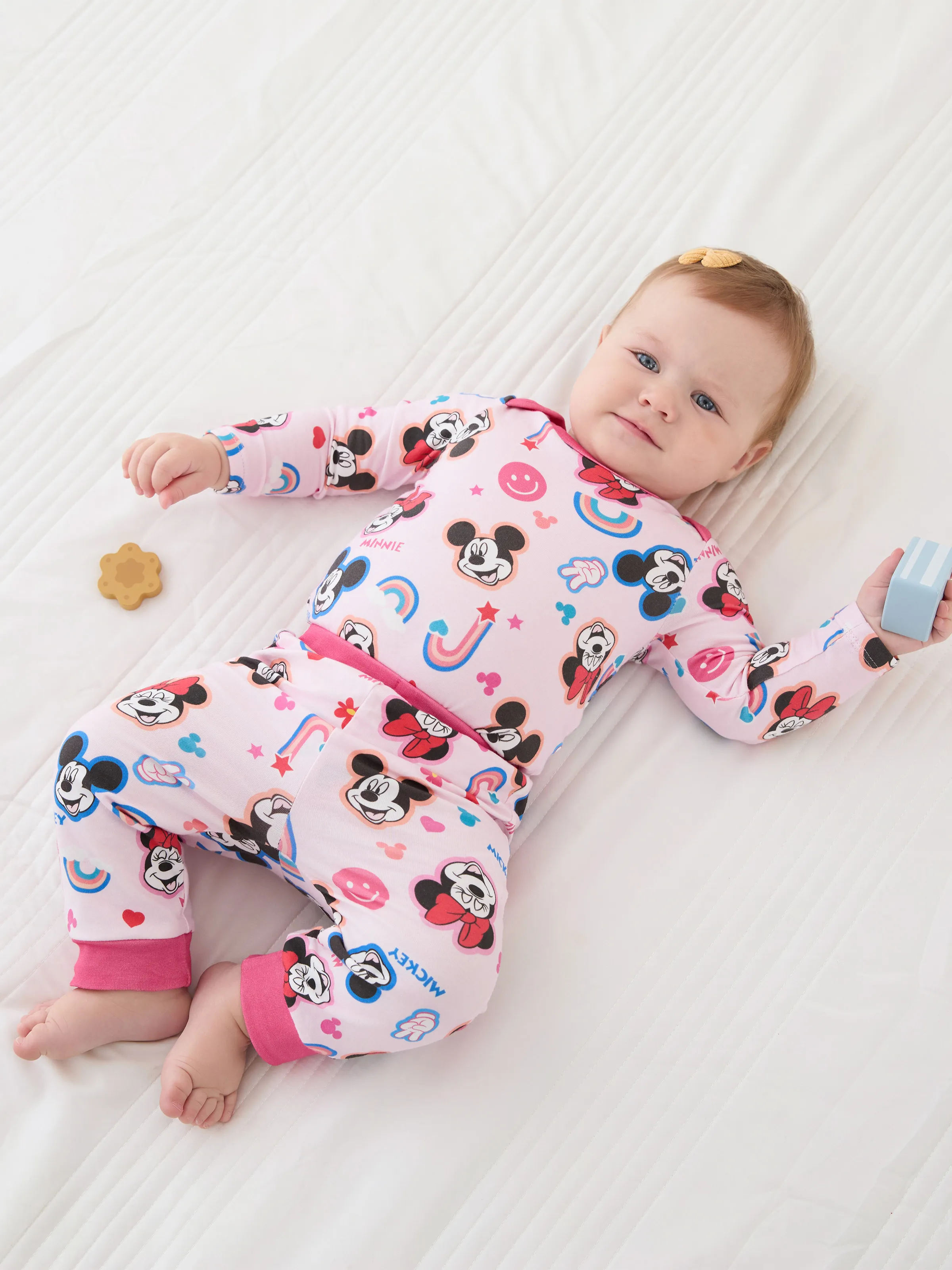 Disney Mickey and Friends Baby Girl 2pcs Minnie Bodysuits and Pants Set Pink - Image 3