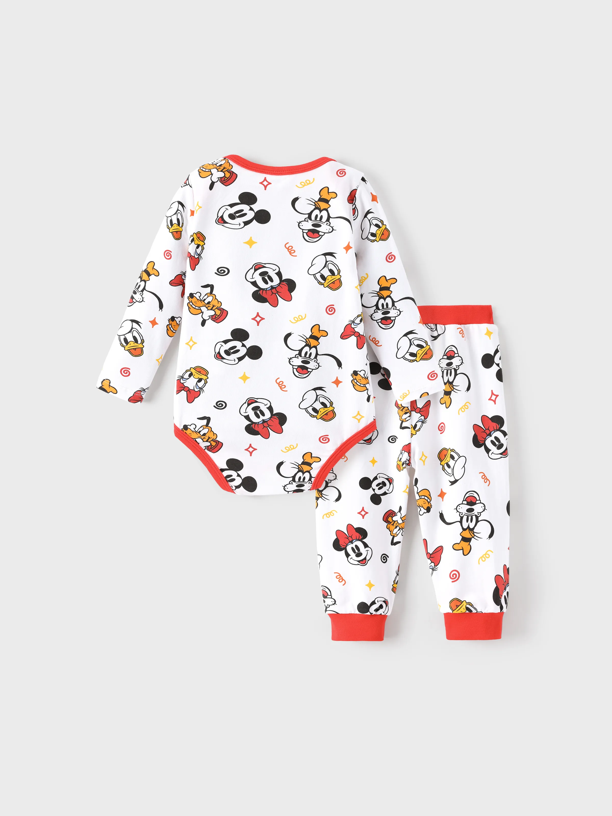 Disney Mickey and Friends Baby Boy 2pcs Mickey Bodysuits and Pants Set Red - Image 3