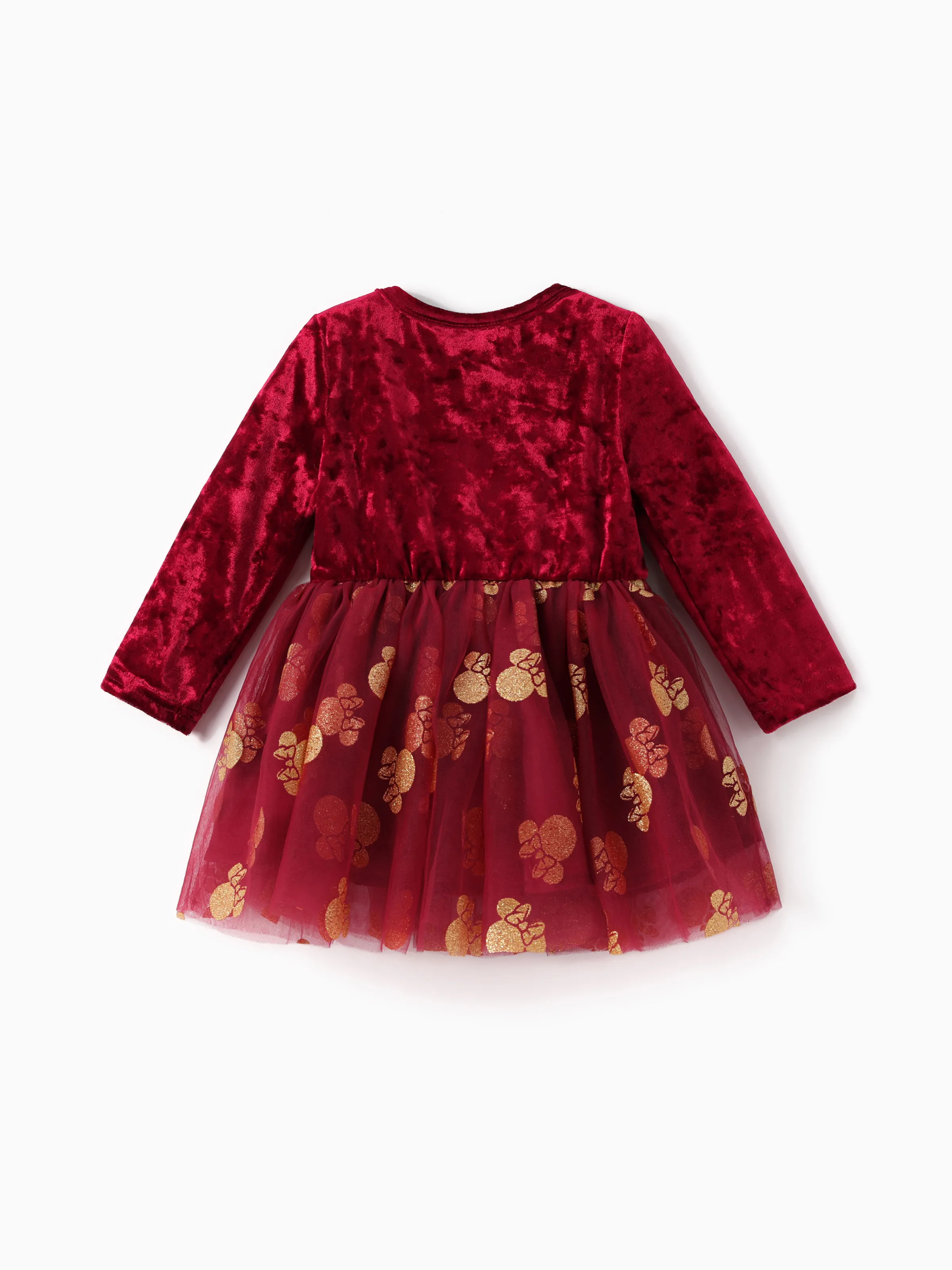 Disney Mickey and Friends Baby/Todder Girl 1pc Character Minnie Mouse Velet Tulle Dress WineRed - Image 4