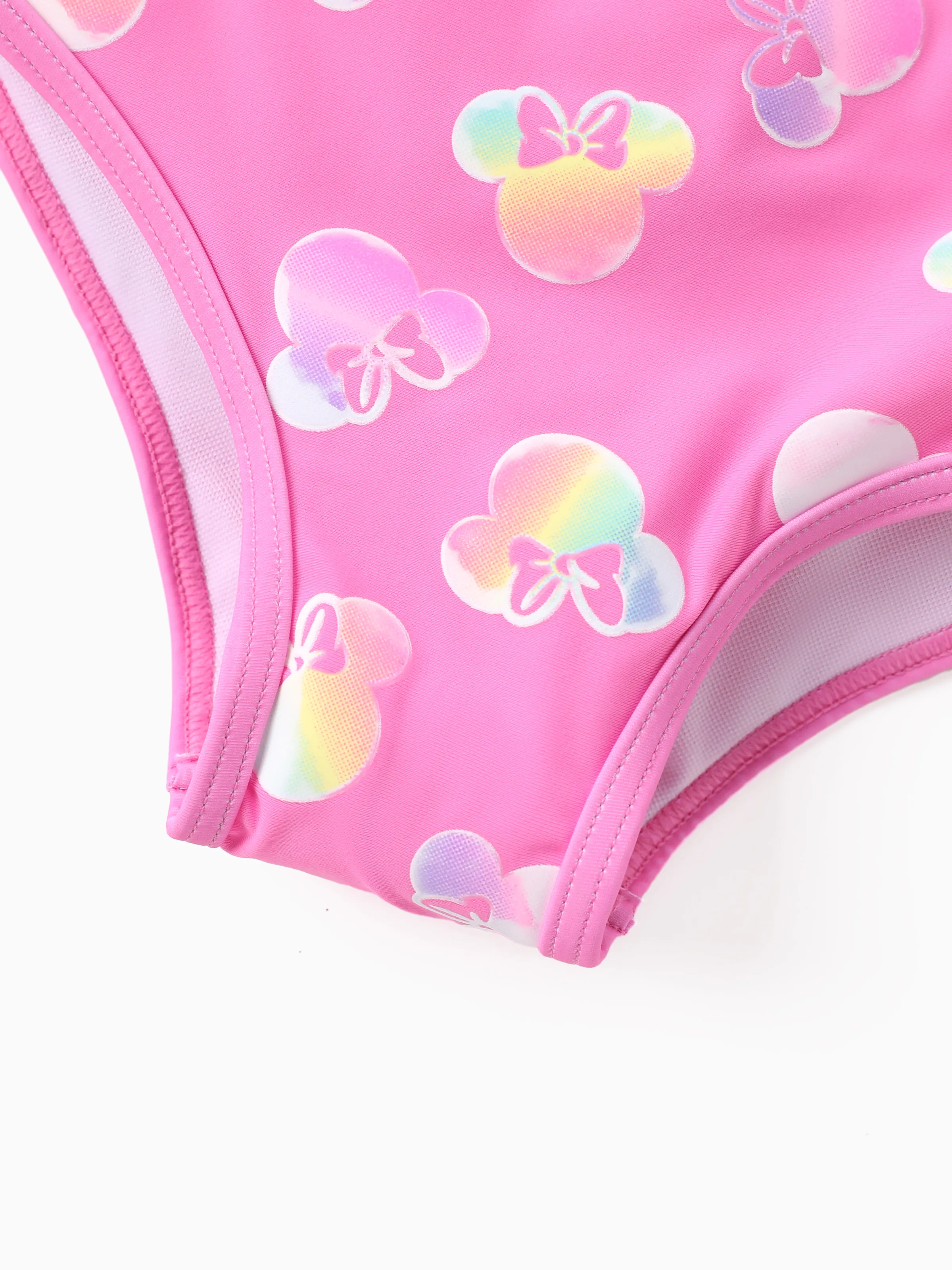 Disney Mickey and Friends Baby/Toddler Girl 2pc Minnie Mouse Ruffled Off Shoulder Color Changing UPF50+ Swimsuit Pink - Image 11