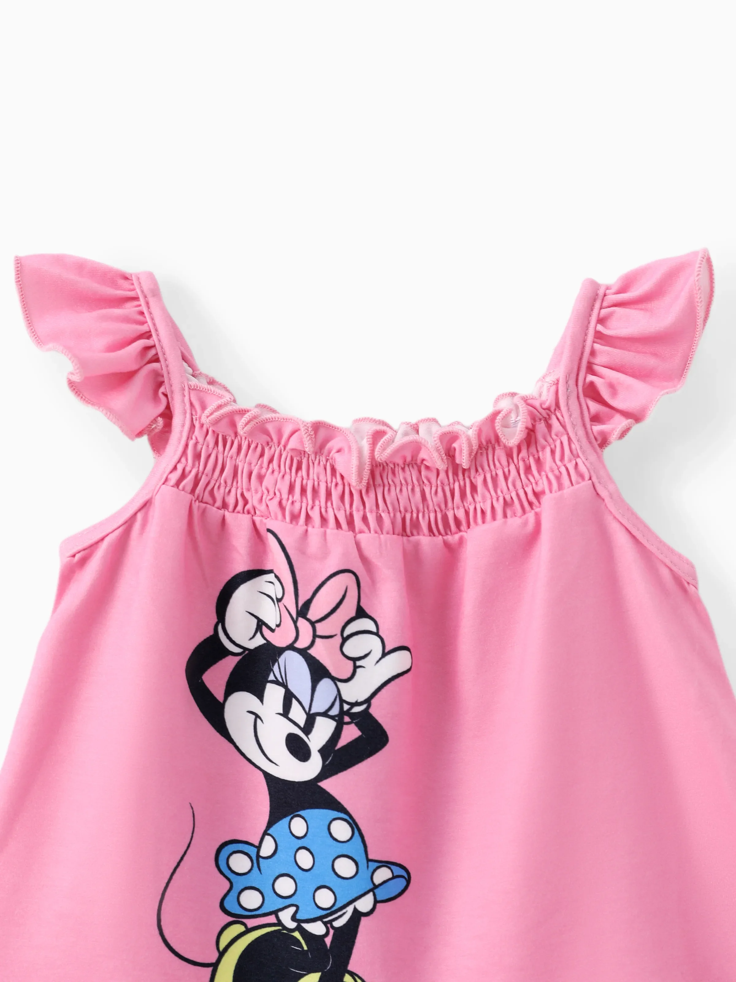 Disney Mickey and Friends Baby/Toddler Girl Minnie Character Print Ruffled Sleeve Dress Pink - Image 4