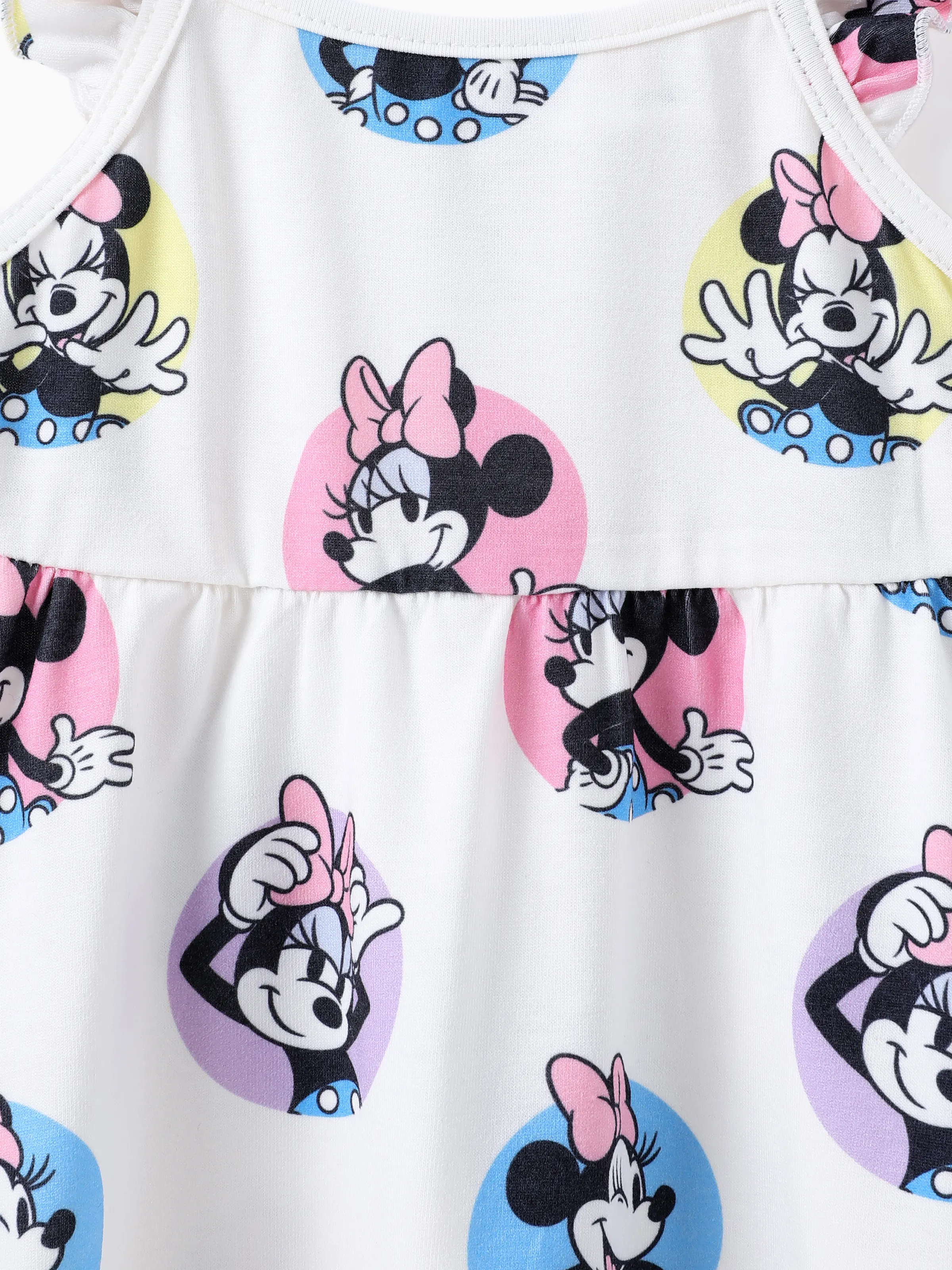 Disney Mickey and Friends Baby/Toddler Girl Minnie Character Print Ruffled Sleeve Dress White - Image 2