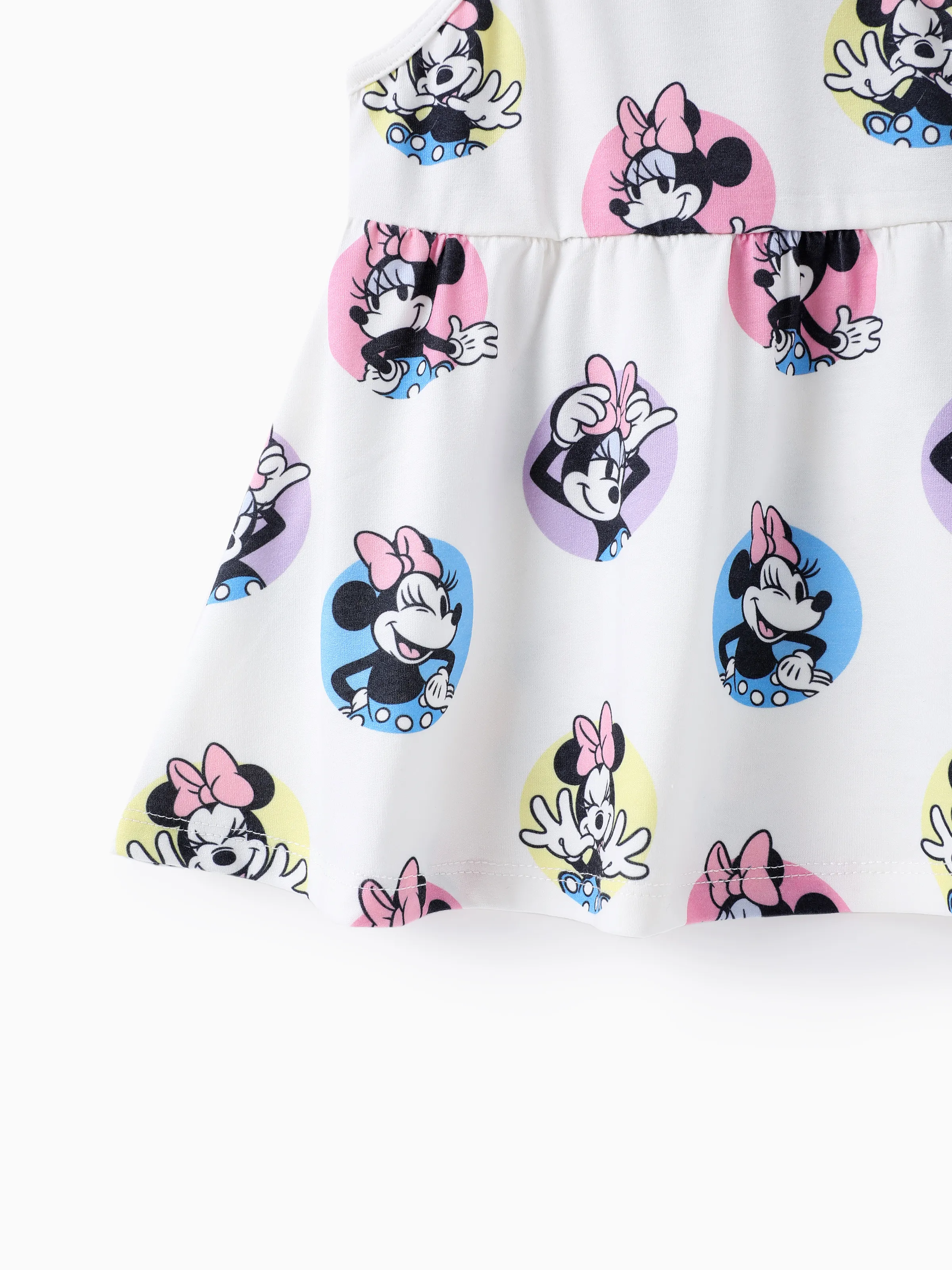 Disney Mickey and Friends Baby/Toddler Girl Minnie Character Print Ruffled Sleeve Dress White - Image 5