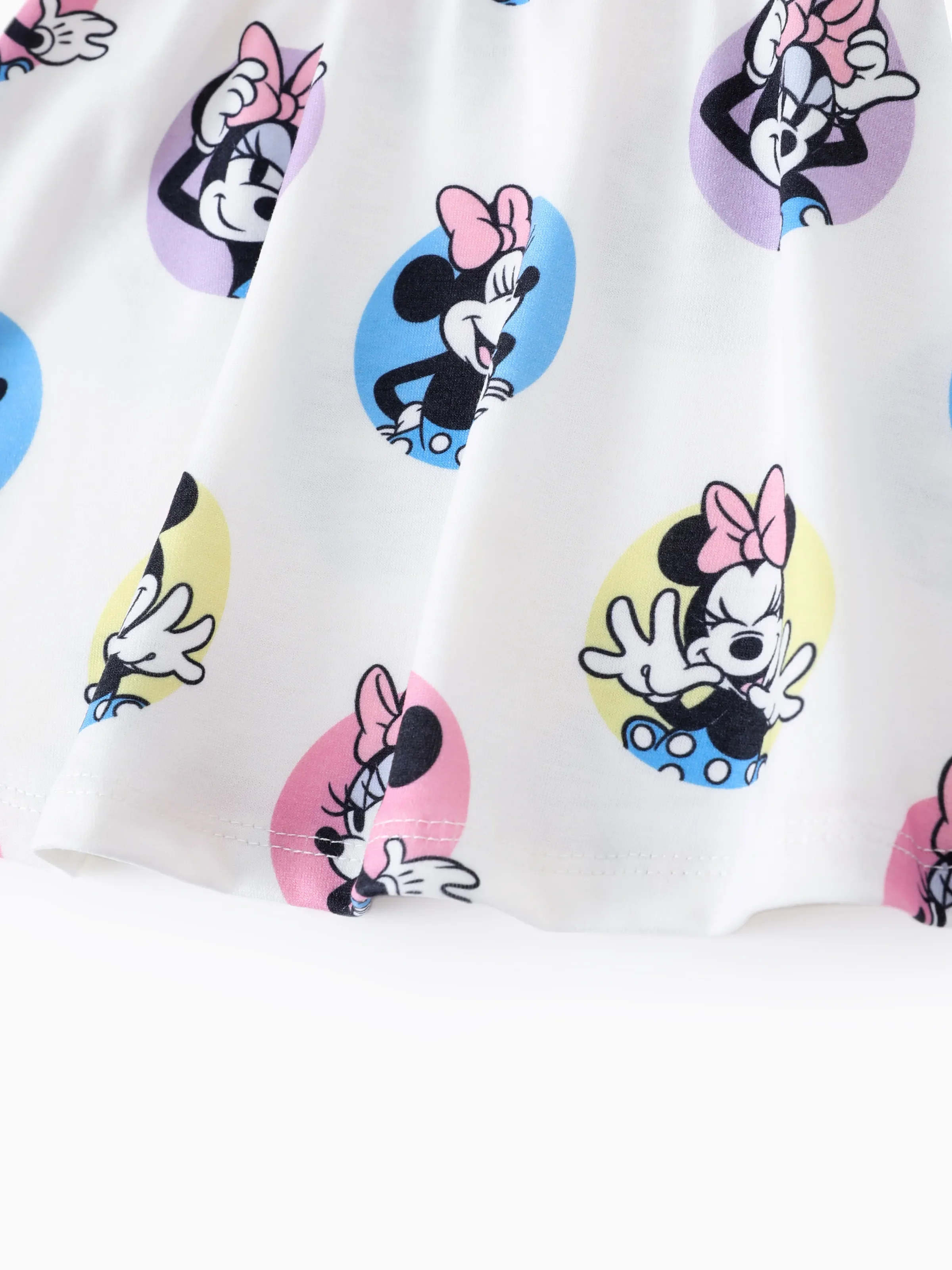 Disney Mickey and Friends Baby/Toddler Girl Minnie Character Print Ruffled Sleeve Dress White - Image 6