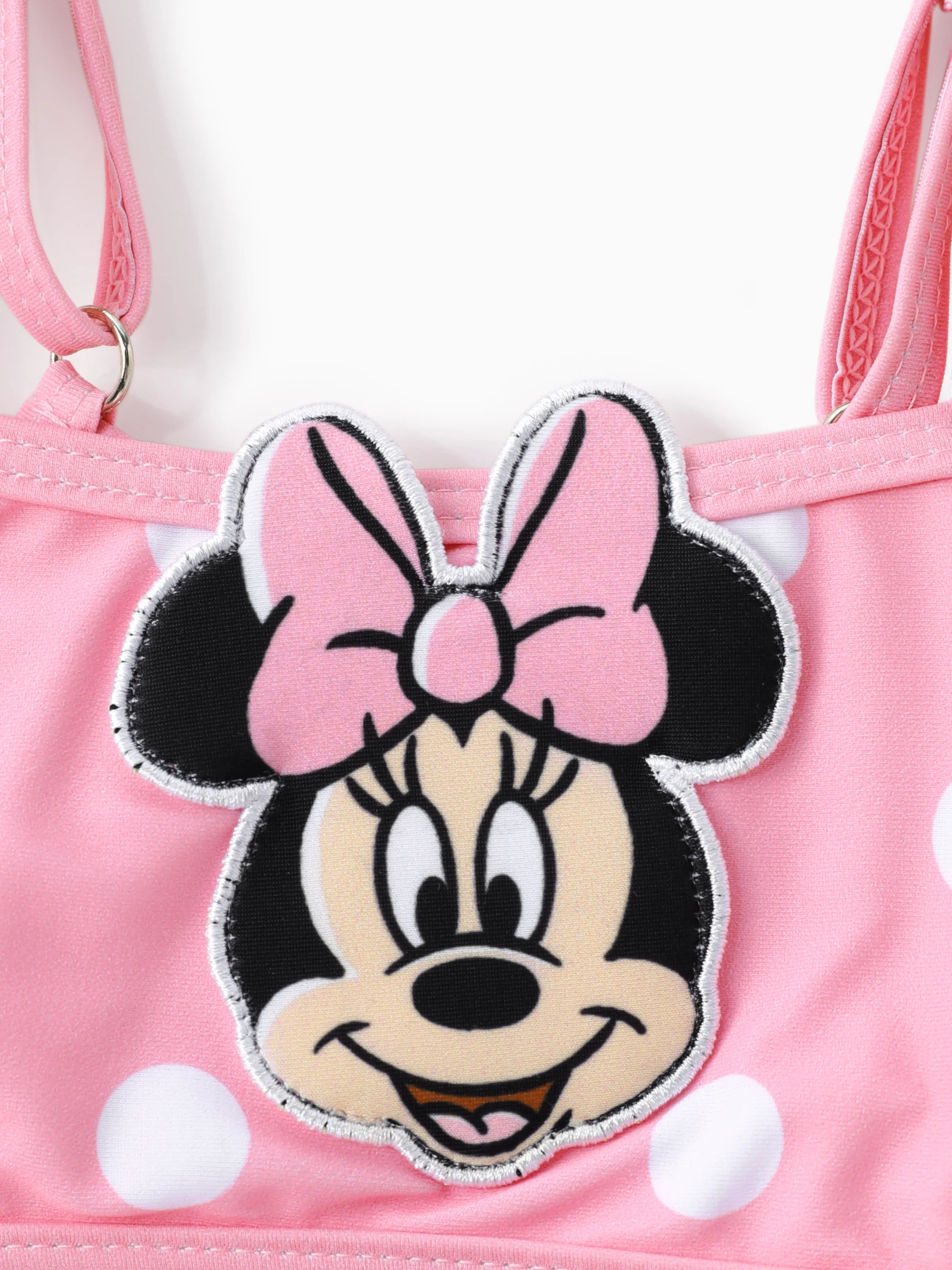 Disney Mickey and Friends Baby/Toddler Girl 2pcs Watermelon Polka Dots Embroidered Minnie Patch Swimsuit Pink - Image 2