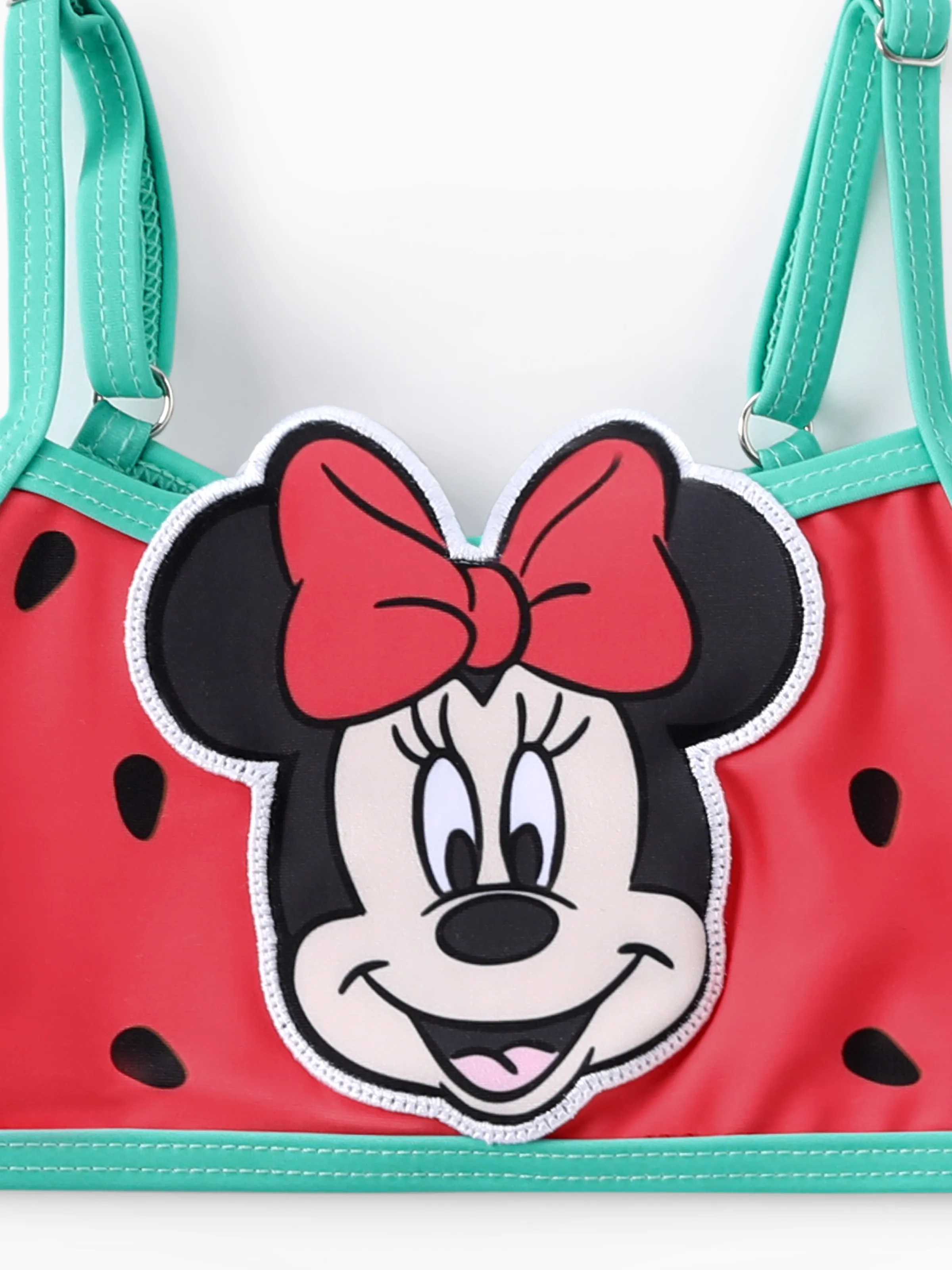 Disney Mickey and Friends Baby/Toddler Girl 2pcs Watermelon Polka Dots Embroidered Minnie Patch Swimsuit Watermelonred - Image 2