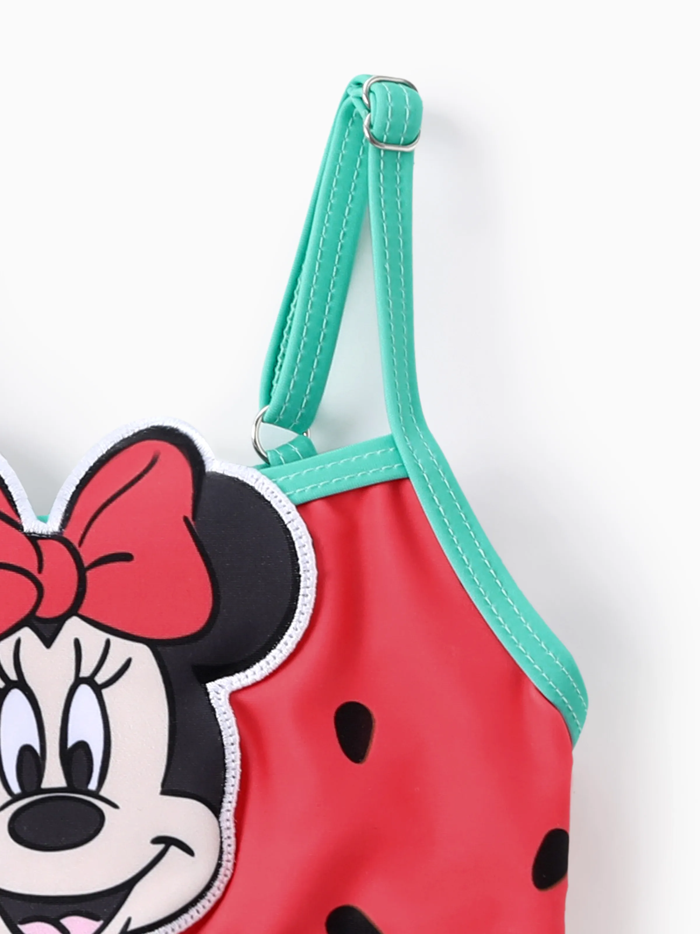 Disney Mickey and Friends Baby/Toddler Girl 2pcs Watermelon Polka Dots Embroidered Minnie Patch Swimsuit Watermelonred - Image 4