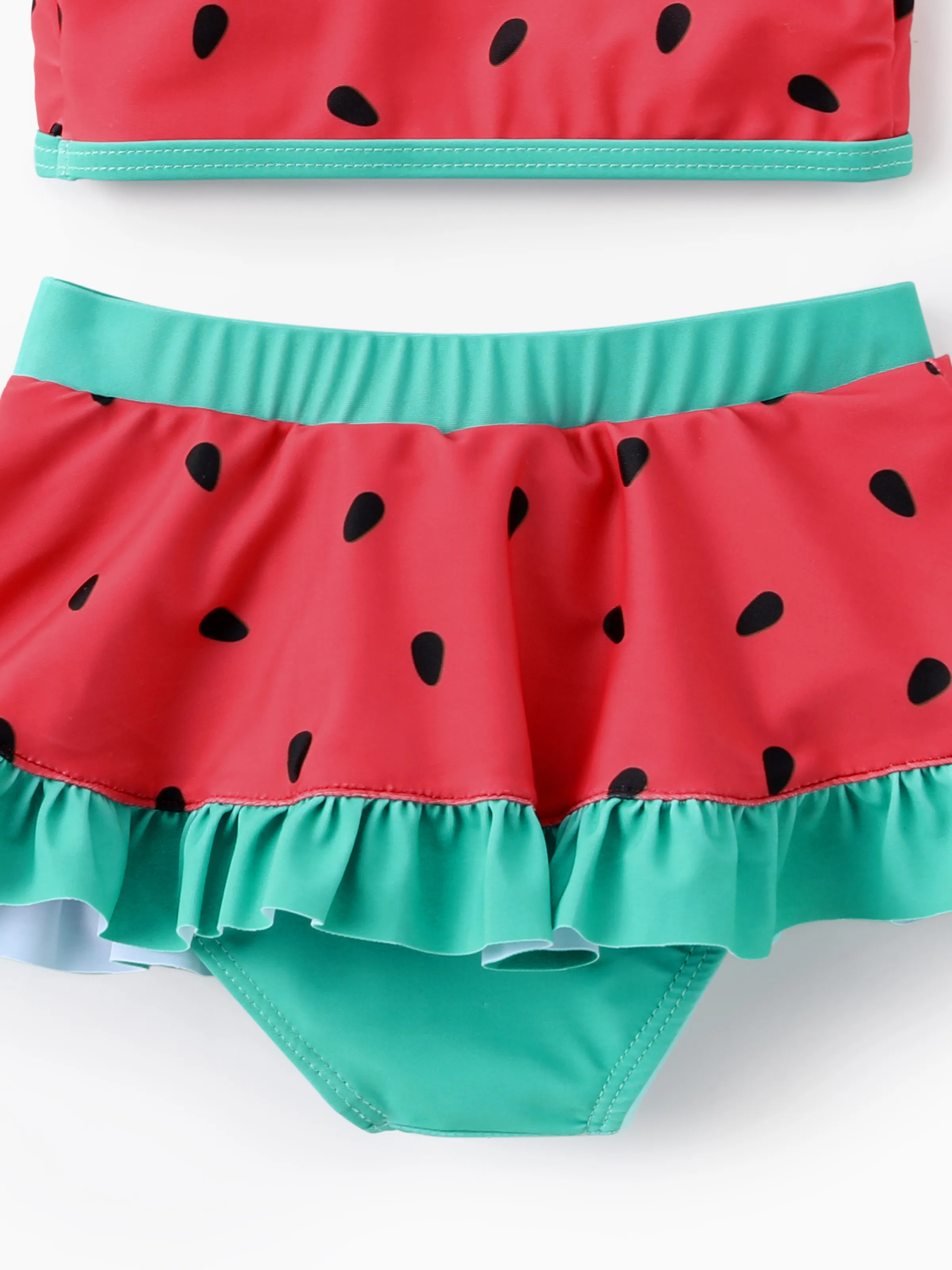 Disney Mickey and Friends Baby/Toddler Girl 2pcs Watermelon Polka Dots Embroidered Minnie Patch Swimsuit Watermelonred - Image 6