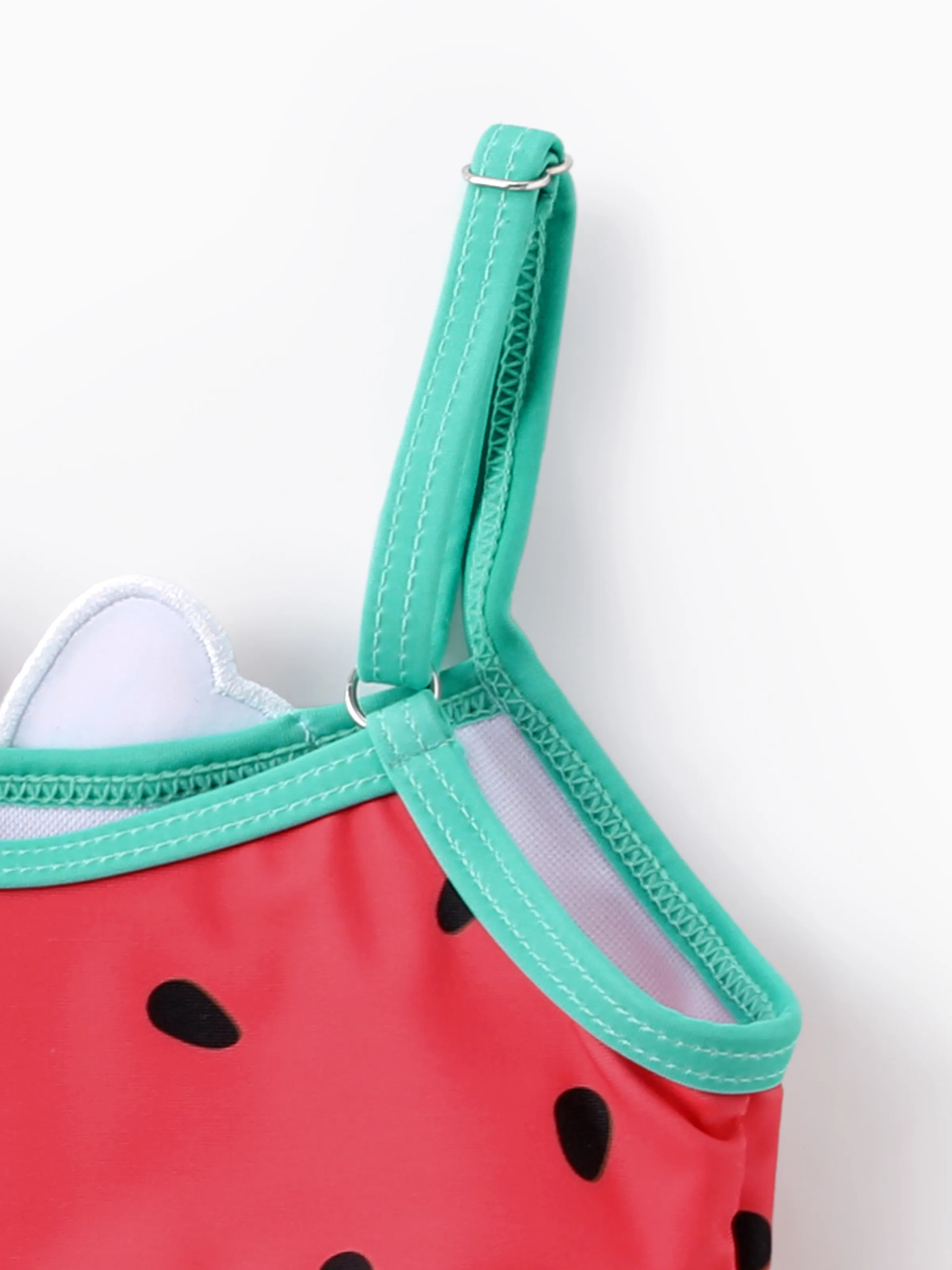 Disney Mickey and Friends Baby/Toddler Girl 2pcs Watermelon Polka Dots Embroidered Minnie Patch Swimsuit Watermelonred - Image 7
