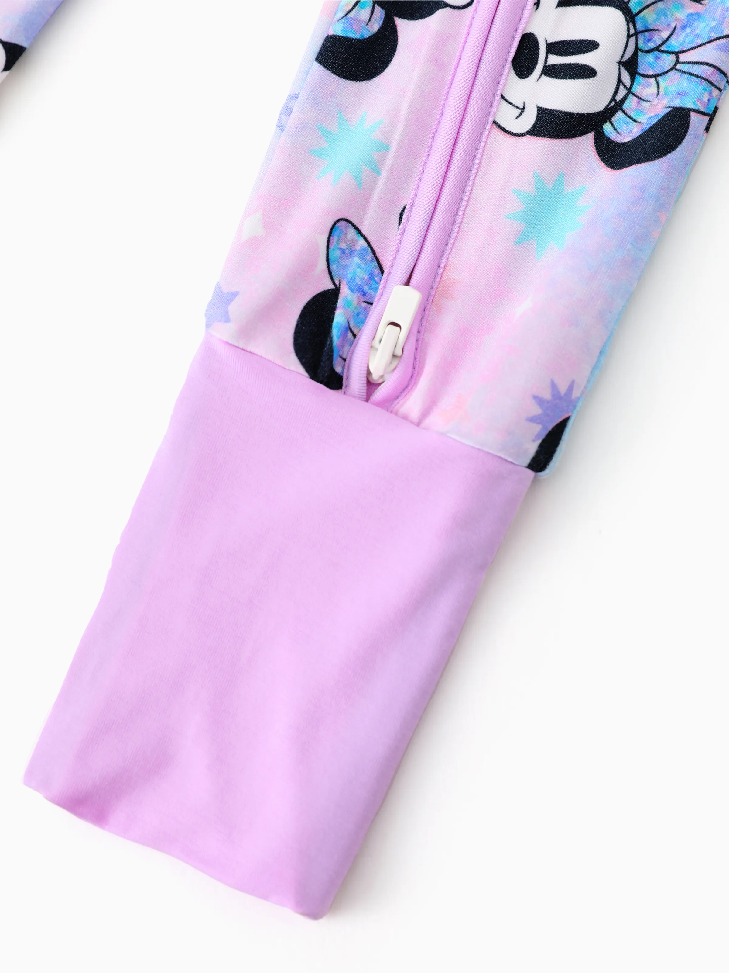 Disney Mickey and Friends Bamboo Baby Girl  Minnie Printed 2-Way Zipper Anti Slip Long-sleeve Footie Pink purple - Image 6