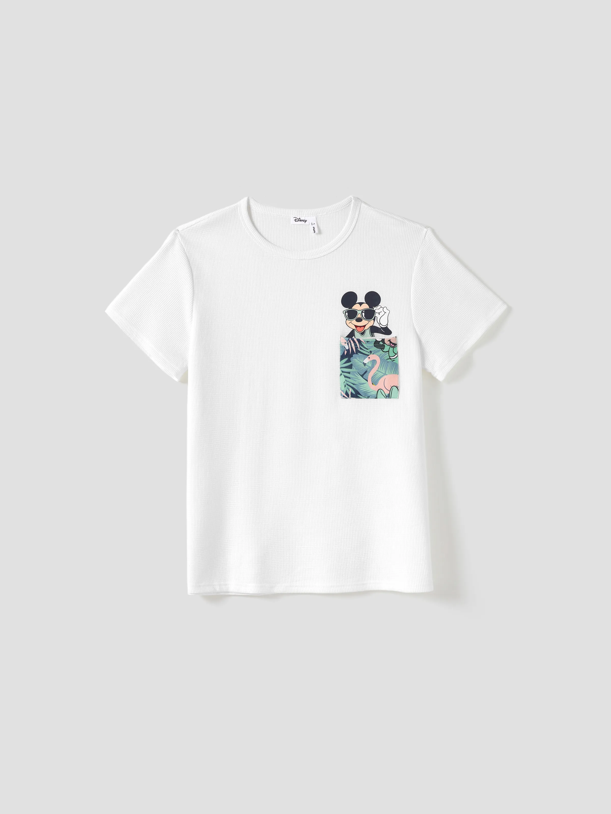 Disney Mickey and Friends Daddy & Daughter Tropical Botanical Print Waffle Fabric T-shirt/Dress greenwhite - Image 3