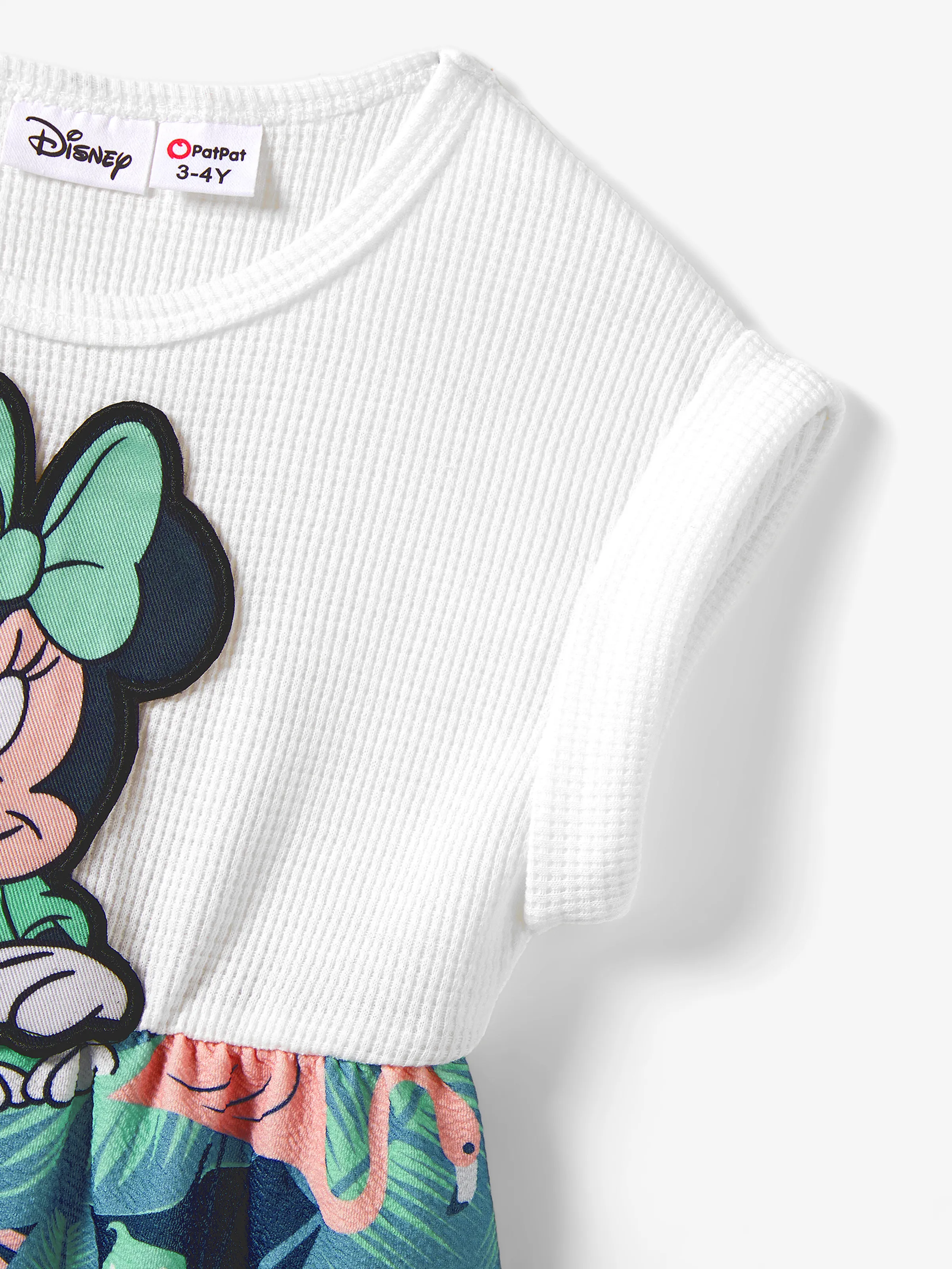 Disney Mickey and Friends Daddy & Daughter Tropical Botanical Print Waffle Fabric T-shirt/Dress greenwhite - Image 9