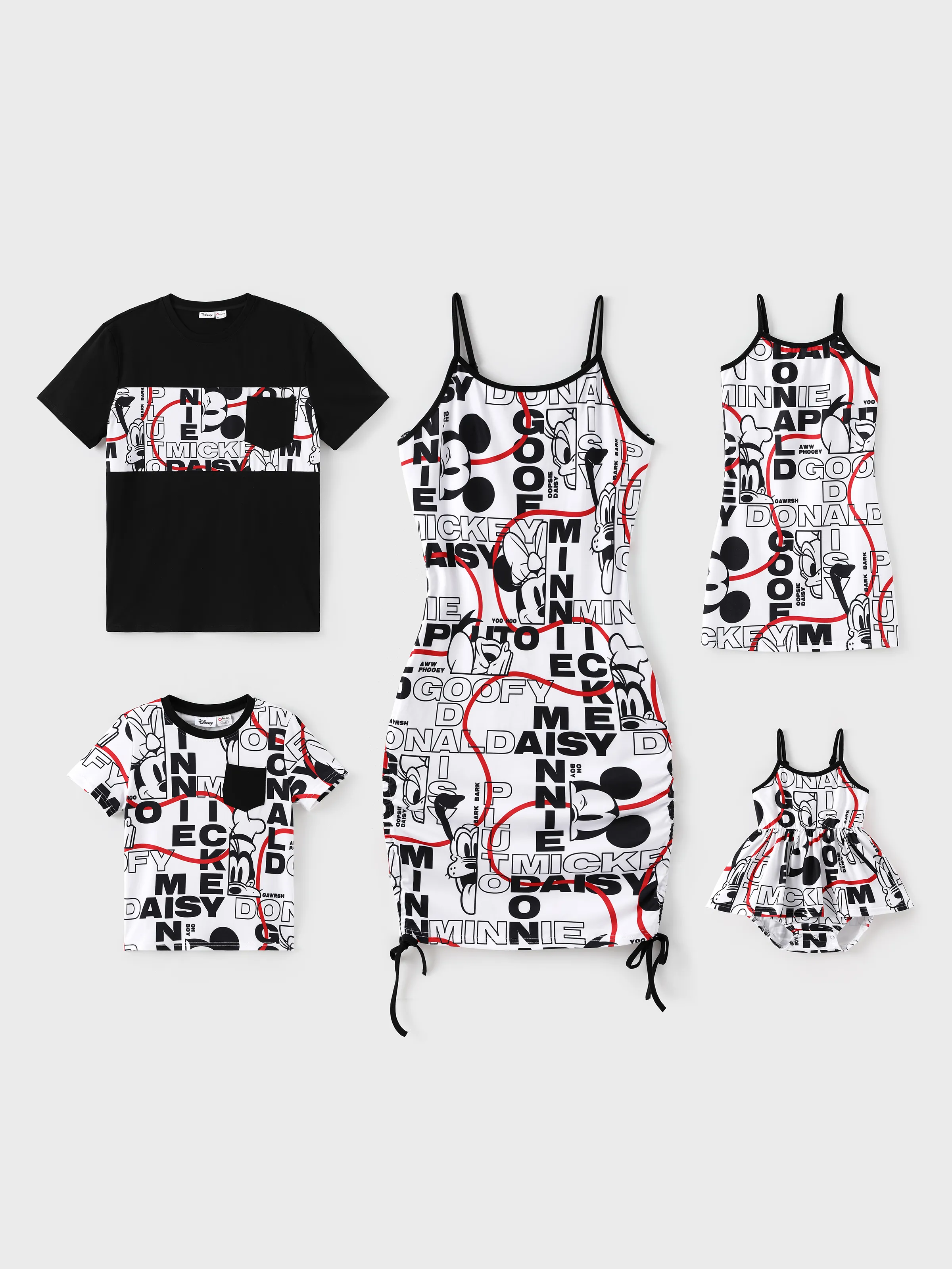 Disney Mickey and Friends Daddy & Son Graffiti Casual T-shirt Black - Image 2