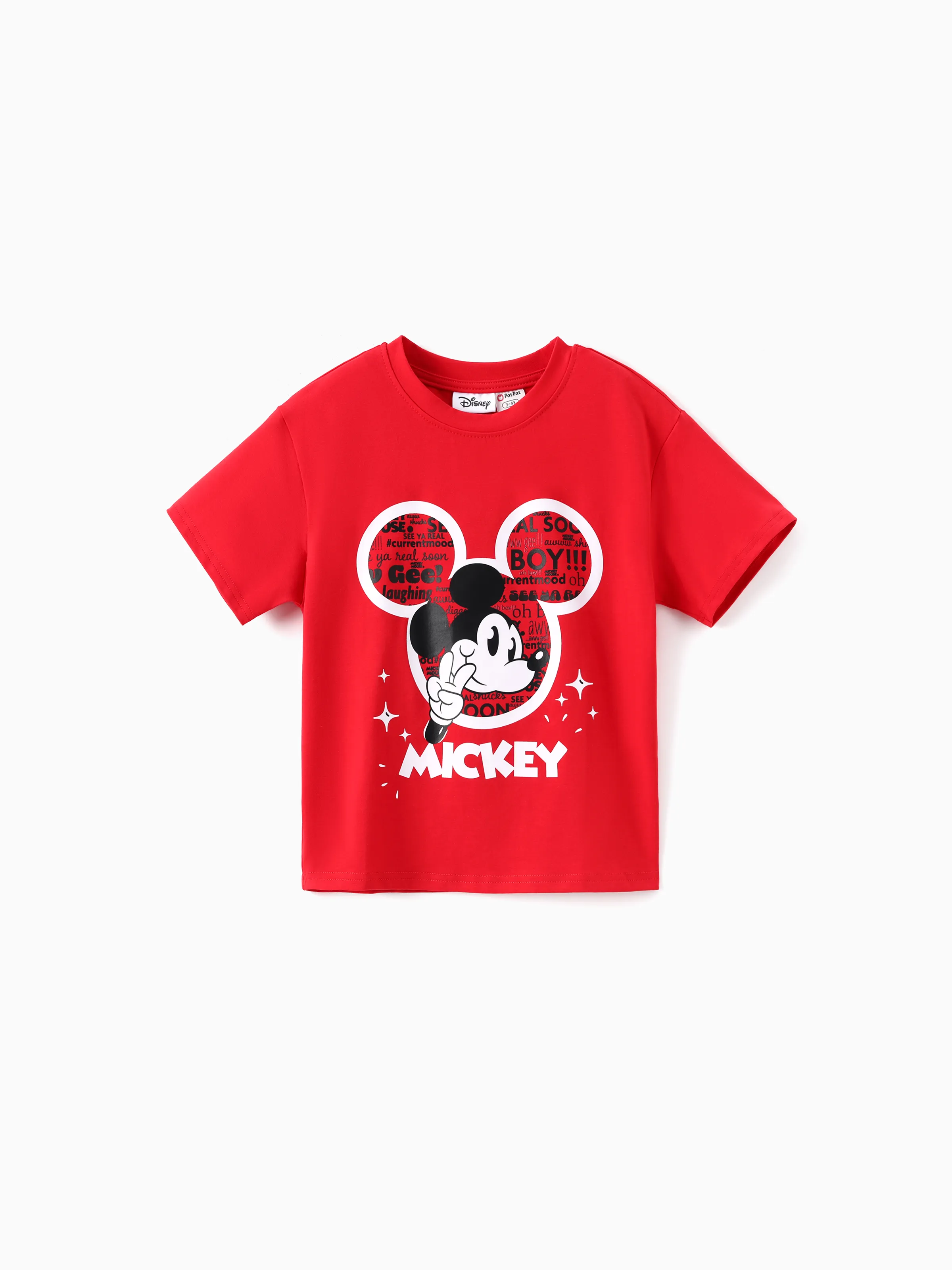 Disney Mickey and Friends Family matching 1pc Mickey Mouse Graffiti Cotton T-shirt or Colorblock Dress with Built-in Shorts & Pockets or Naia™ Allover Romper Red - Image 11
