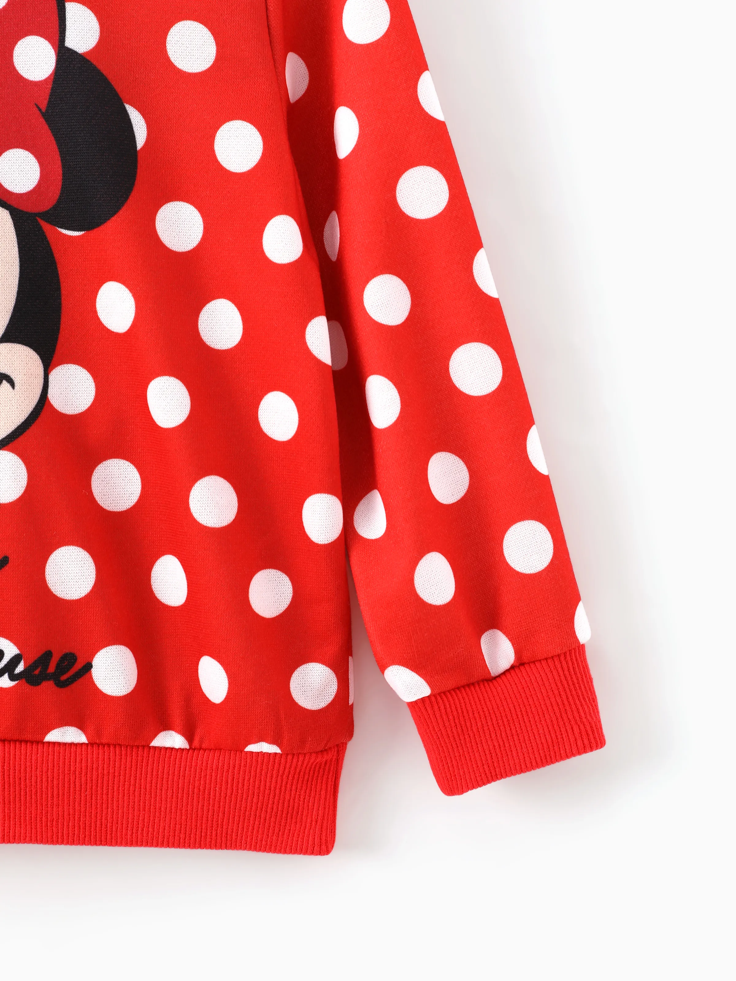 Disney Mickey and Friends Toddler/Kid Girl Minnie Polka Dots Print Hooded Sweatshirt Red - Image 3