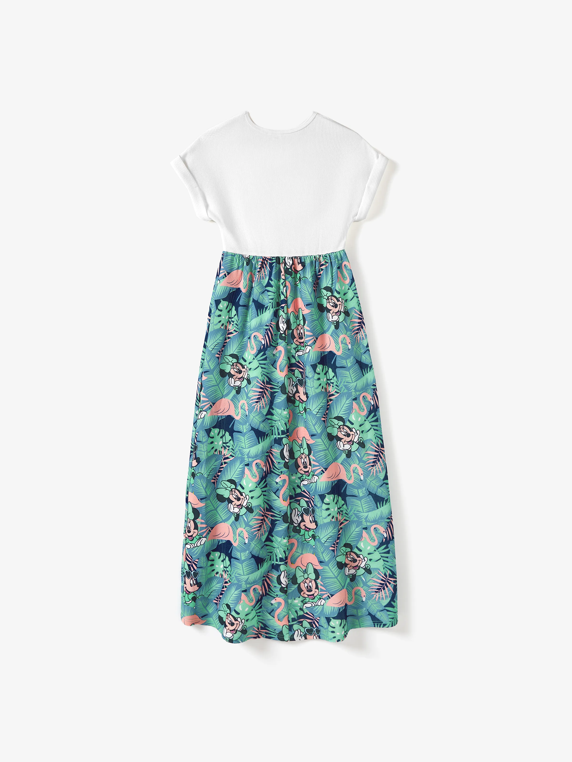 Disney Mickey and Friends Mommy & me Tropical Botanical Print Waffle Fabric Dress greenwhite - Image 5