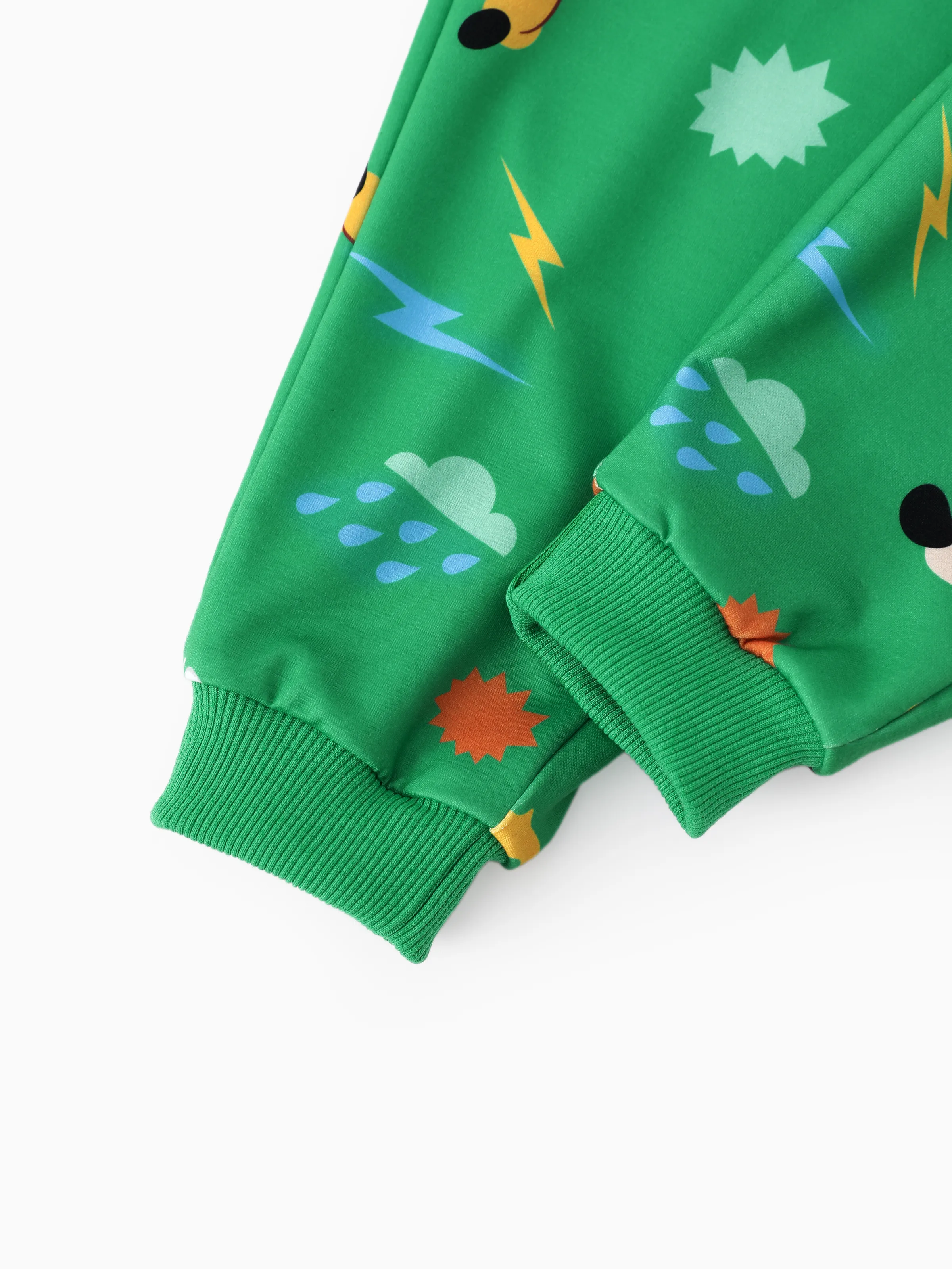 Disney Mickey and Friends Toddler Boy Childlike Cotton Hooded Sweatshirt and Pants Sets Green - Image 7