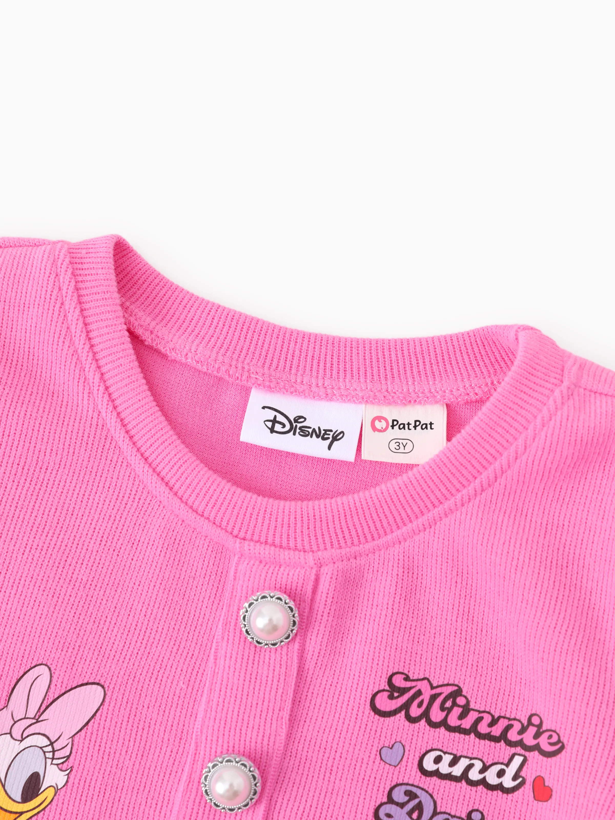 Disney Mickey and Friends Toddler Girl 2pcs Minnie Mouse Character Print Cotton Long-sleeve Top And Tweed Bowknot Skirt Set Hot Pink - Image 5
